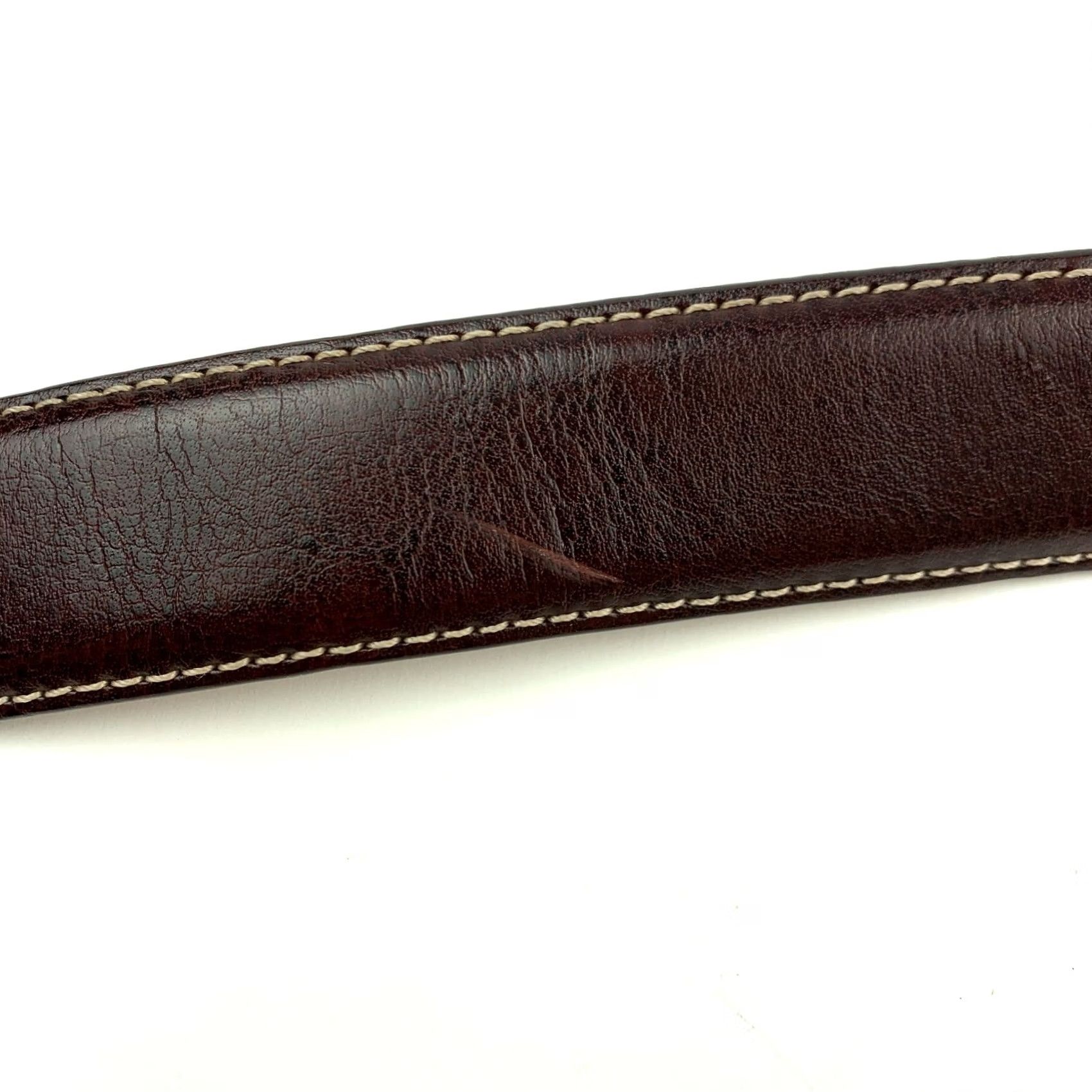 Vintage VINTAGE 90s Leather Belt Brown White Topstitching Size 38 Men Size ONE SIZE - 6 Thumbnail