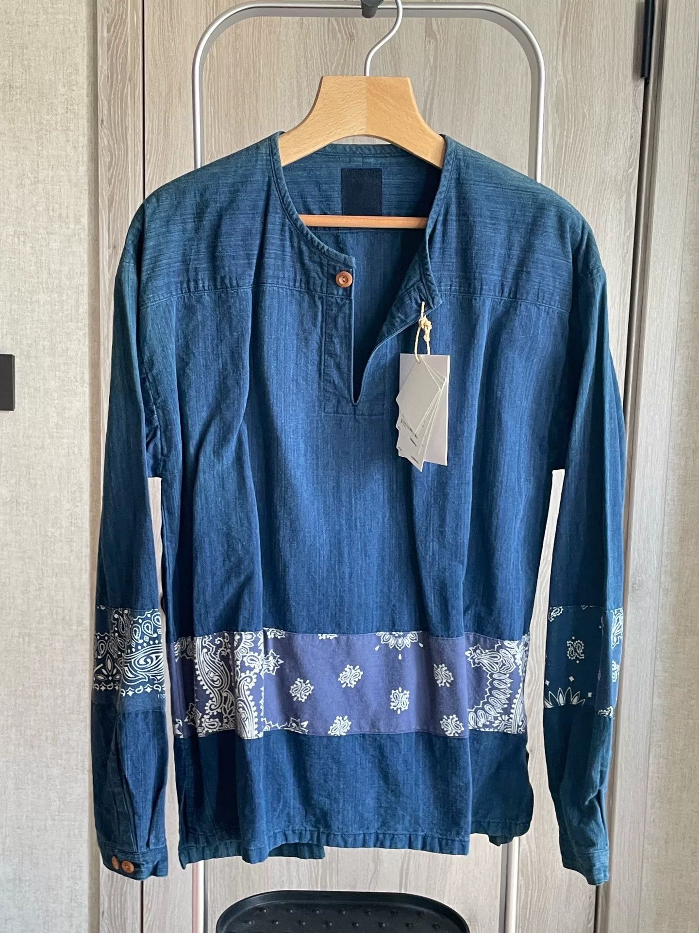 Visvim visvim Ikat Henley Indigo Dye Shirt Size US S / EU 44-46 / 1 - 1 Thumbnail