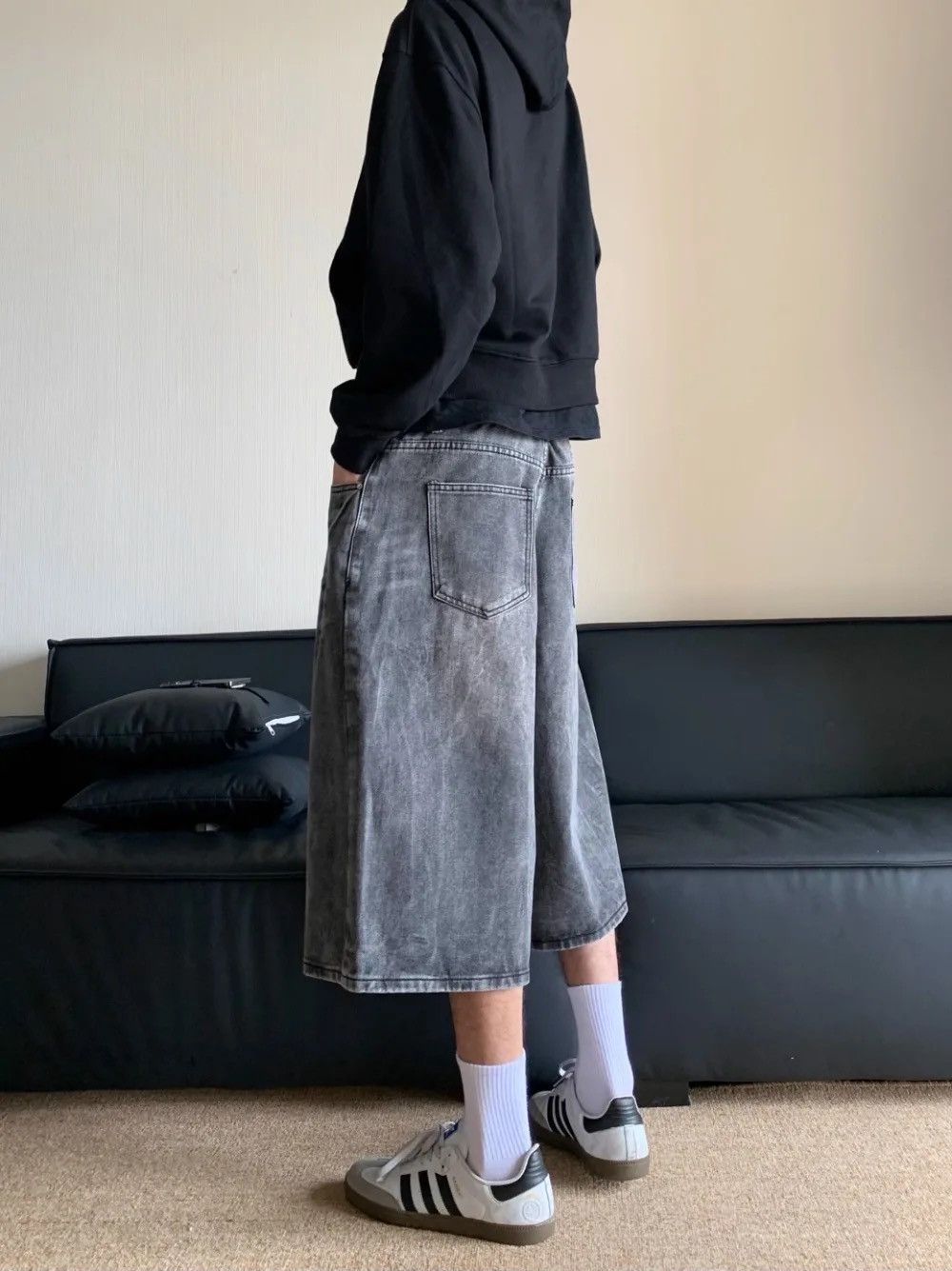 Designer × Japanese Brand Street Jorts Axle Washed Black Crease Short y2k Size US 33 - 5 Thumbnail