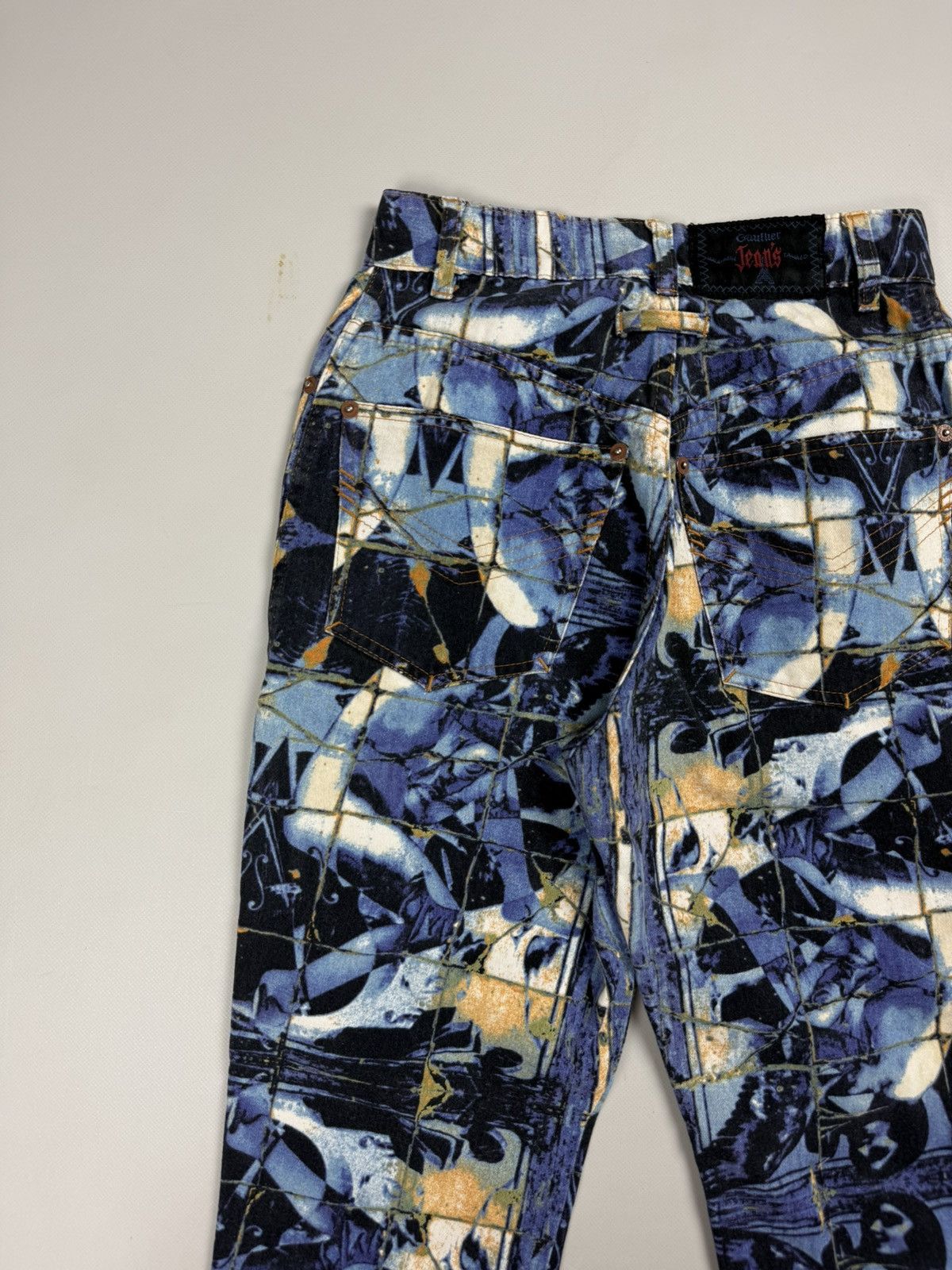 Jean Paul Gaultier 90s JPG Jean Paul Gaultier Stained Glass Printed Denim Jeans Size 25" / US 0 / IT 36 - 21 Thumbnail