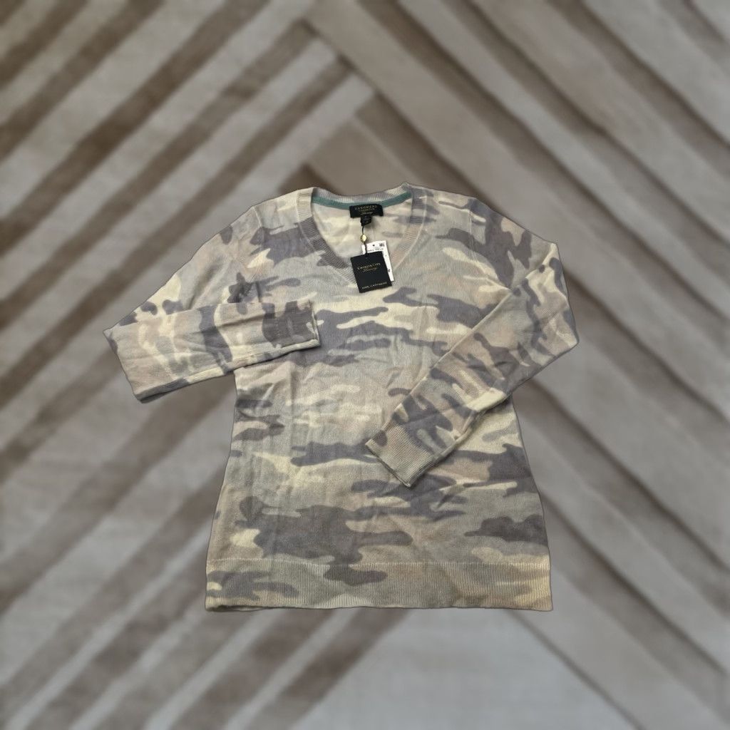 Charter Club Charter Club Sweater Women S Long Sleeve V-Neck Camouflage Cashmere Pullover Size S / US 4 / IT 40 - 1 Thumbnail