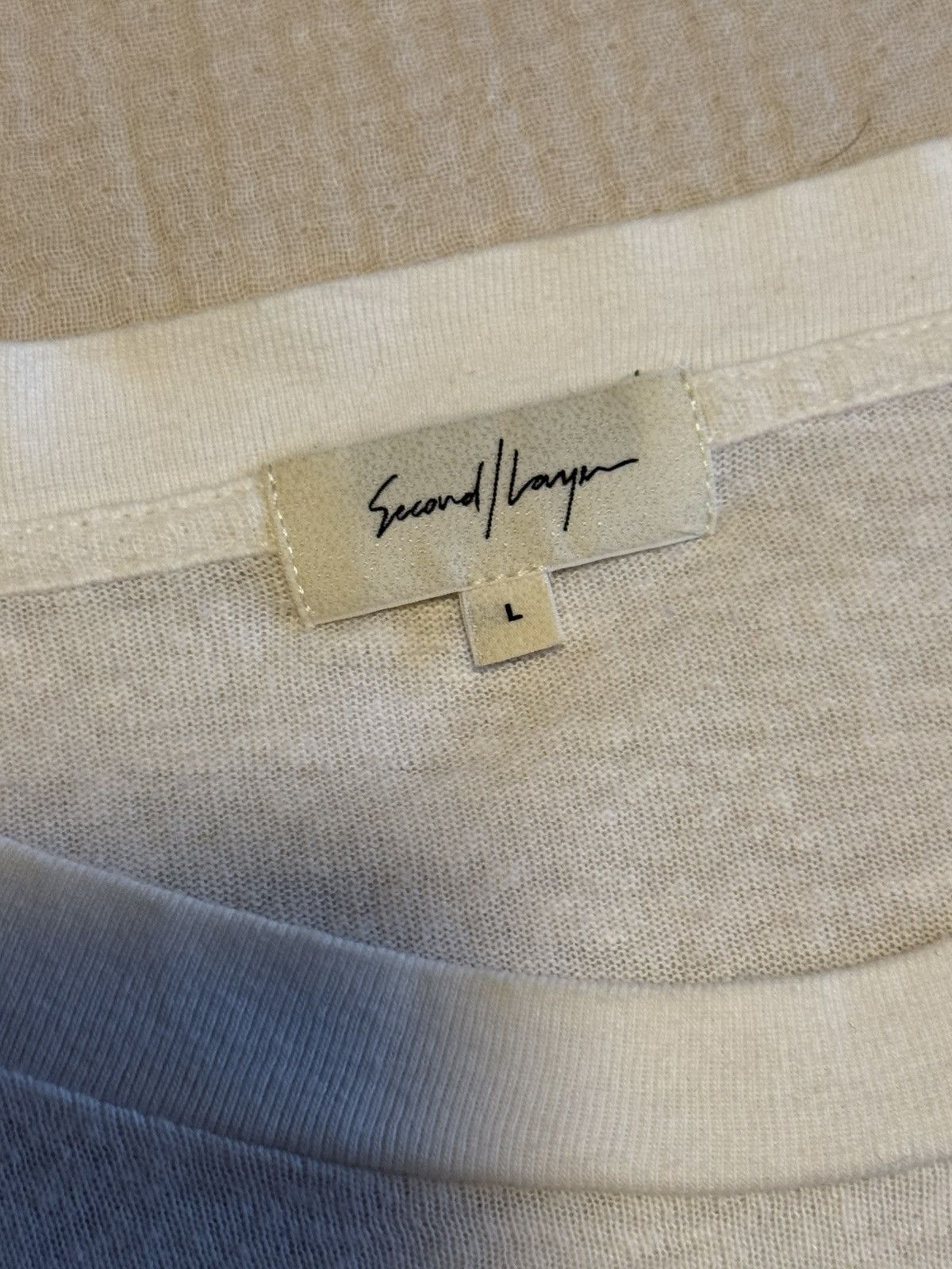 Second/Layer Loose Knit Oversized White Tee 100% Cotton Size US M / EU 48-50 / 2 - 3 Thumbnail
