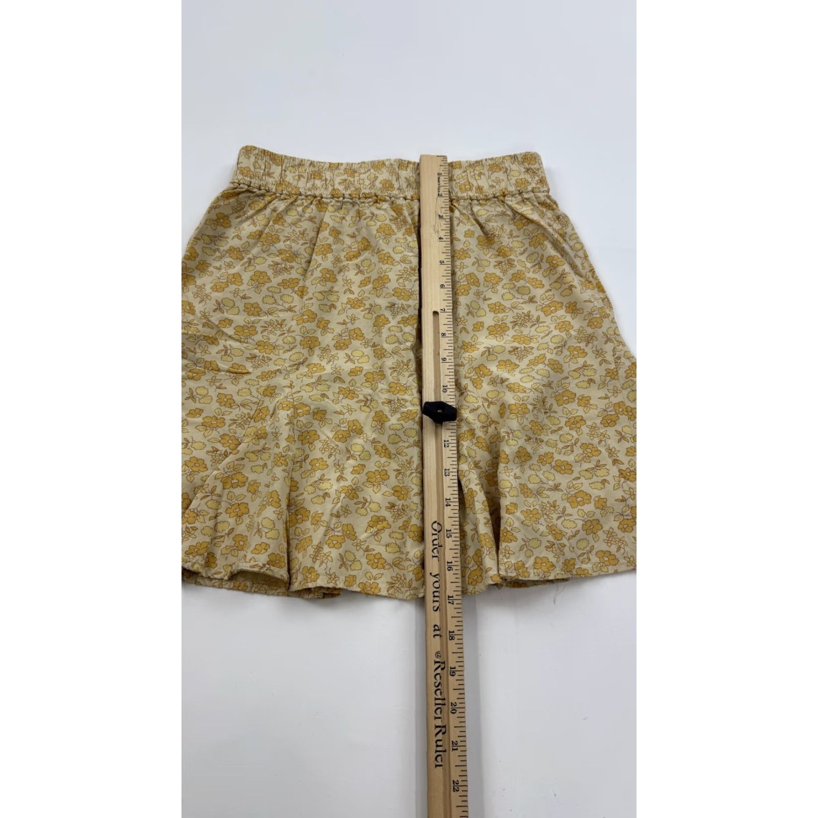 Madewell Madewell Skirt Women Short A-Line 2XS Beige Yellow Floral Mini Elastic Waist Ruffle Hem Viscose Casual Womens Size 24" / US 00 / IT 34 - 7 Thumbnail