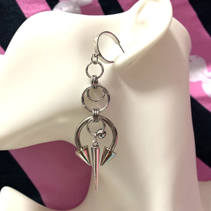 Jewelry Chains Stitched Rivet Goth Charms Earrings Size ONE SIZE - 2 Thumbnail