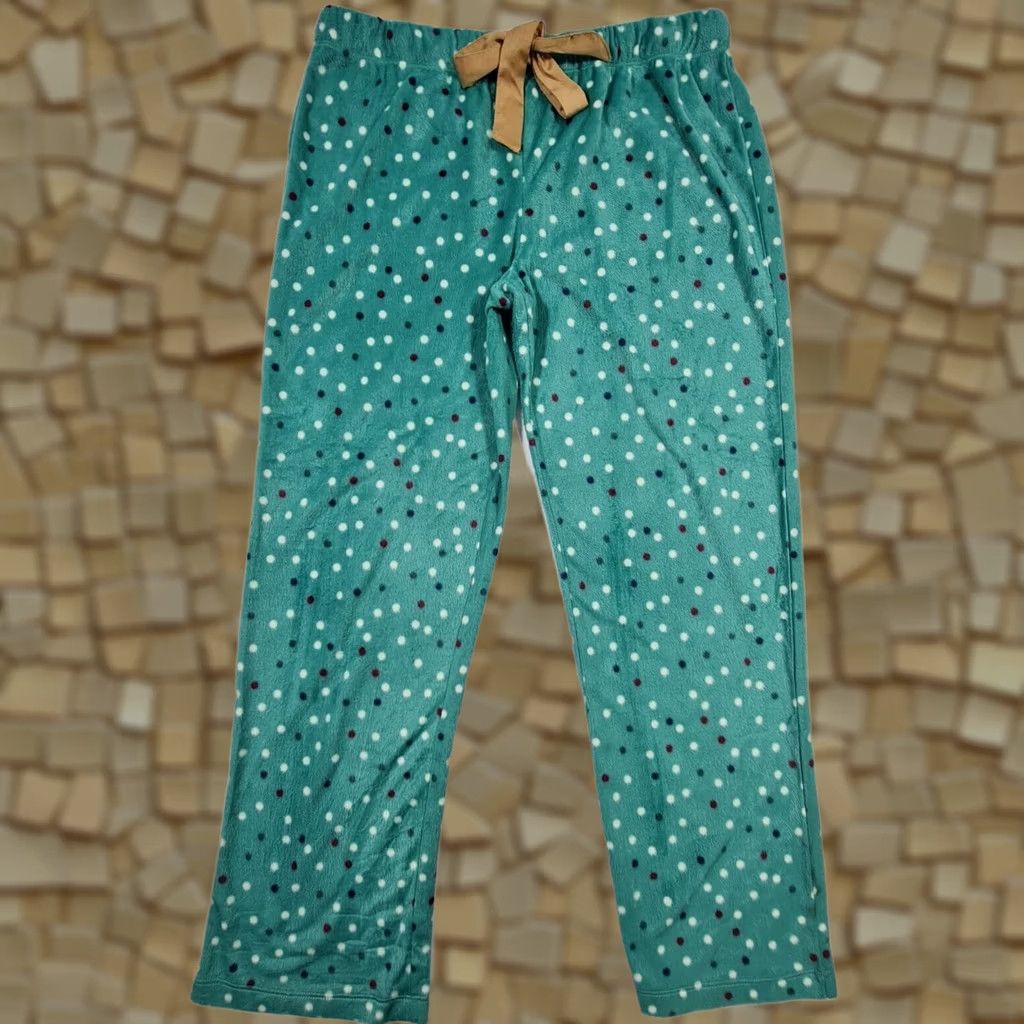Vintage Maidenform Pants Womens L Pyjama Set Ivory Top Green Polka Dot Size L / US 10 / IT 46 - 1 Thumbnail