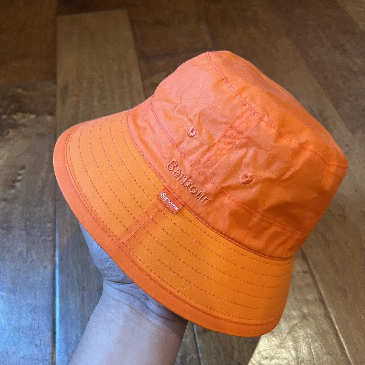 Supreme Supreme SS20 Barbour Waxed Cotton Orange Crusher Bucket Hat Size ONE SIZE - 2 Thumbnail