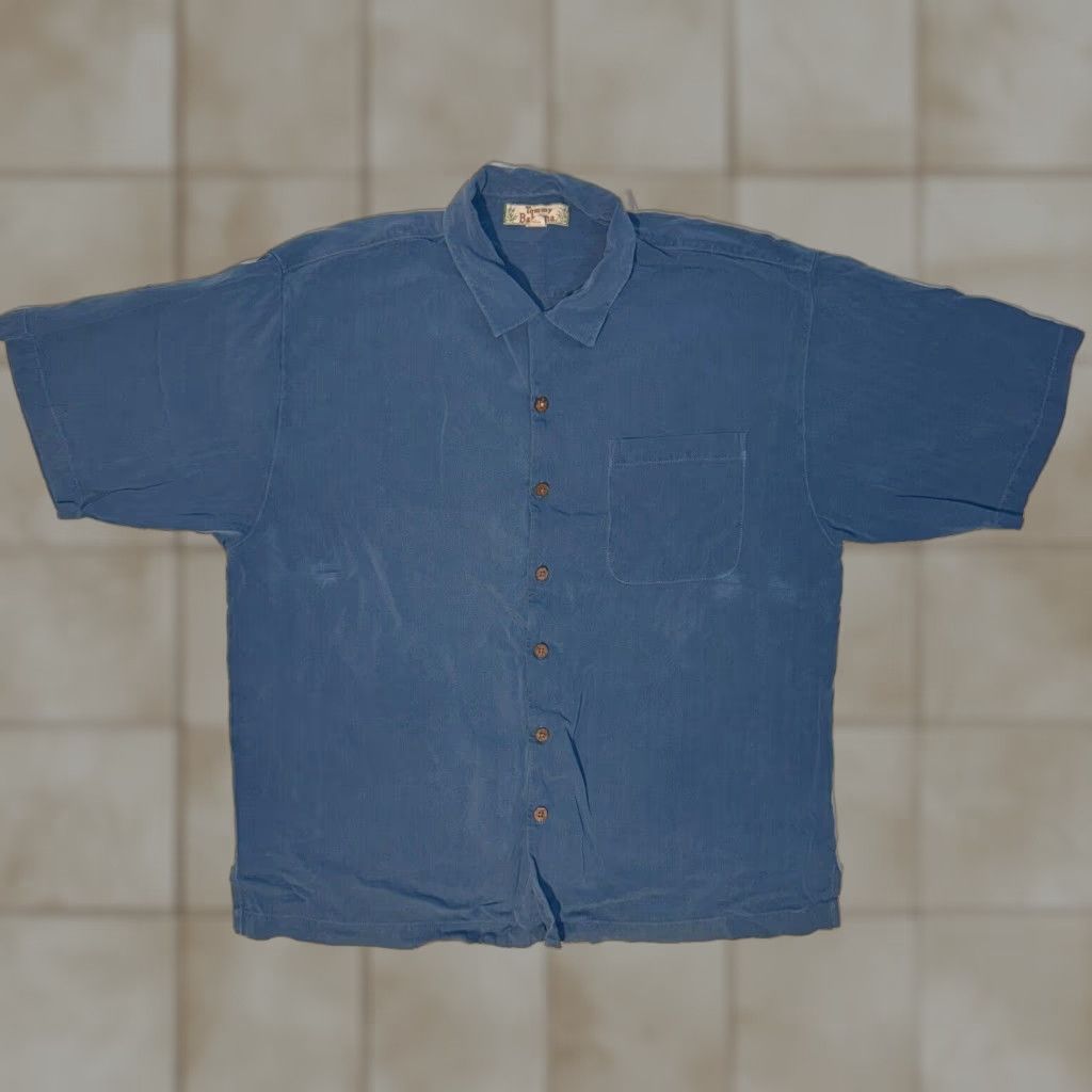 Tommy Bahama Tommy Bahama Camp Shirt Men XL Blue 100% Silk Pocket Royal Bermuda Island Zone Size US XL / EU 56 / 4 - 1 Thumbnail