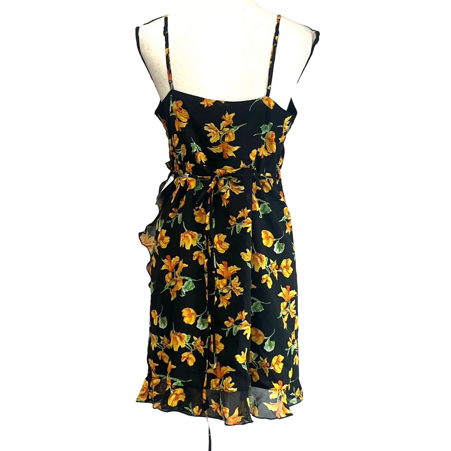 Topshop TOPSHOP FLORAL WRAP STRAPPY MINI DRESS IN MULTI, Black/Multi Size M / US 6-8 / IT 42-44 - 5 Thumbnail