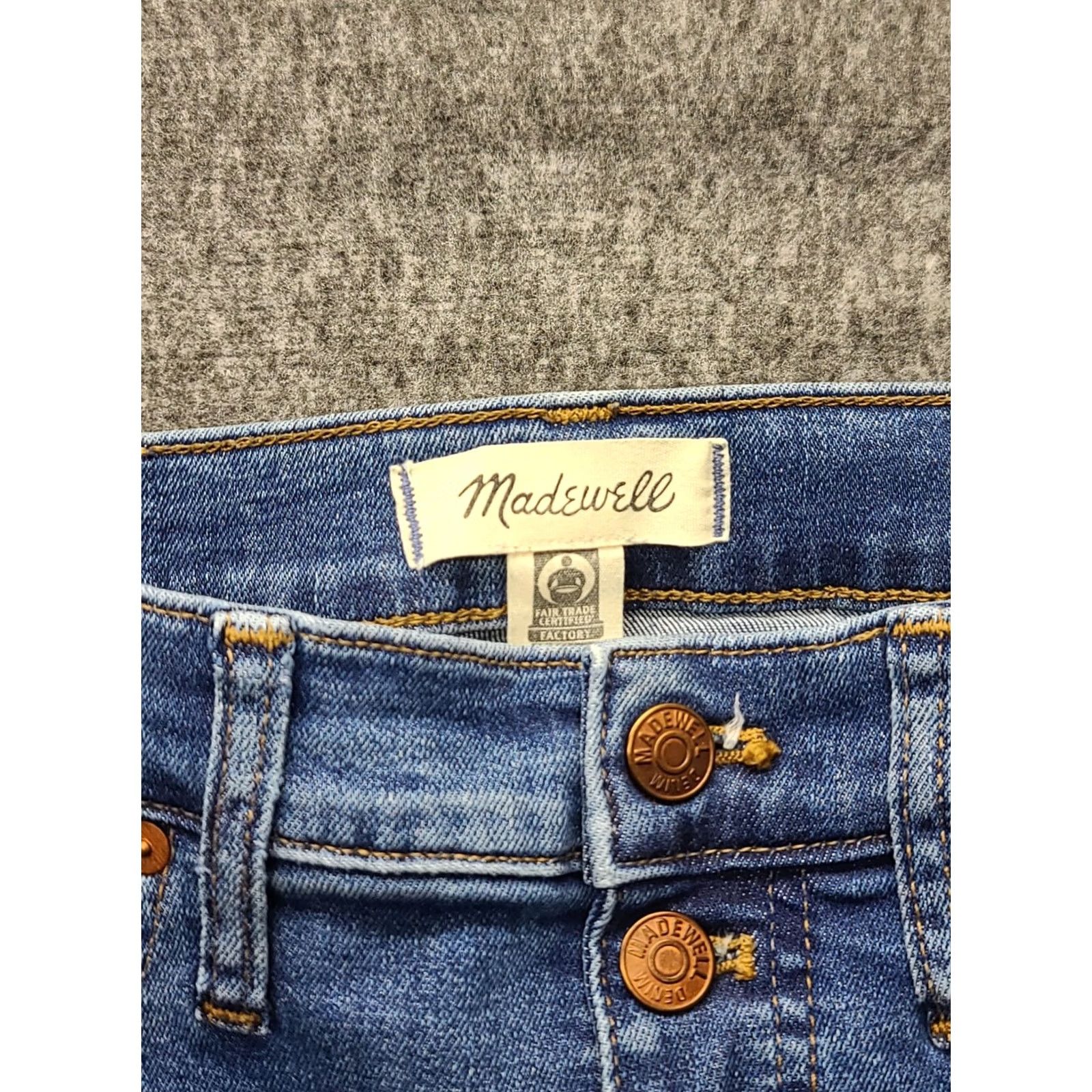 Madewell Madewell High Rise Skinny Jeans Womens 28x27 Light Wash Distressed Raw Cuff Slimming Stretch 5-Pocket Denim Jeans Size 29" - 2 Thumbnail