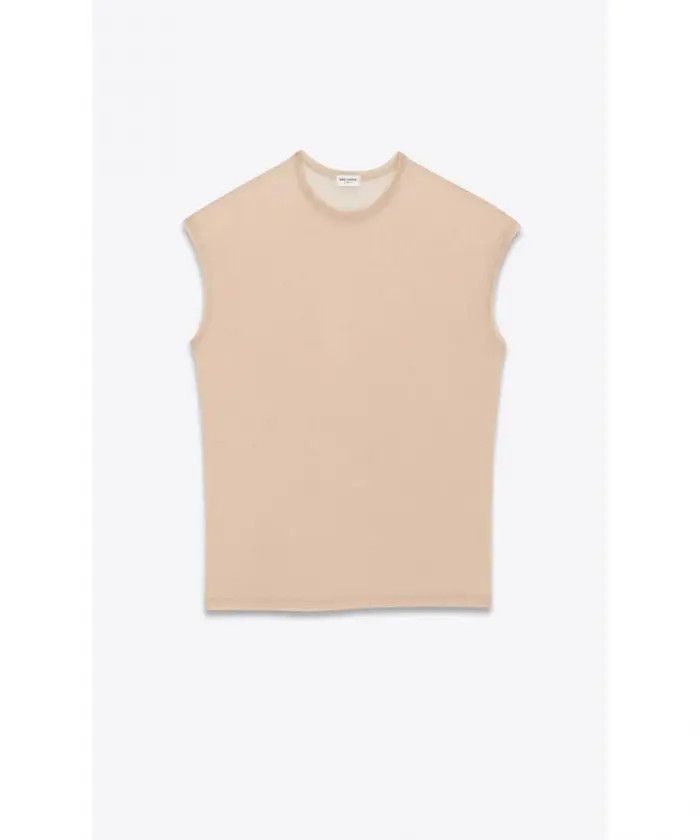 Saint Laurent Paris o1bcso1str1124 Sleeveless T-Shirt in Beige Size US XS / EU 42 / 0 - 1 Preview