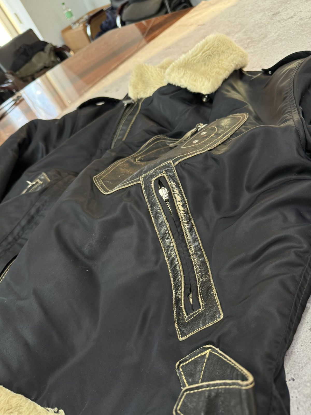 Diesel Vintage Asymmetric Diesel Leather Inserts Jacket Size US XL / EU 56 / 4 - 11 Thumbnail