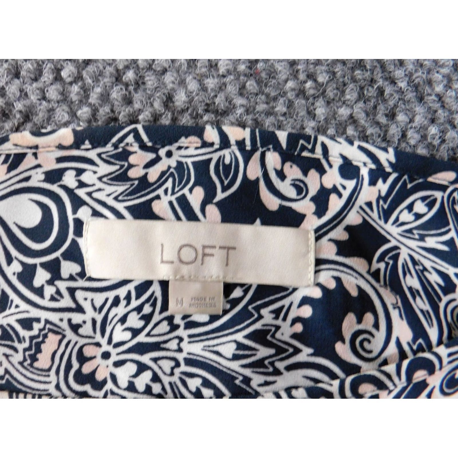 Ann Taylor Loft Top Medium Blue Floral Womens Pullover Coastal Cotton Polyester Casual Shirt Blouse M Womens Regular Knit Size M / US 6-8 / IT 42-44 - 3 Thumbnail
