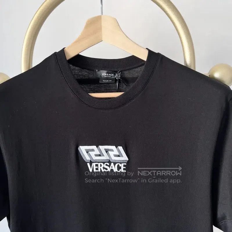 Versace Versace Black Cotton Embroidered Short Sleeve T-shirt . Size US M / EU 48-50 / 2 - 2 Thumbnail