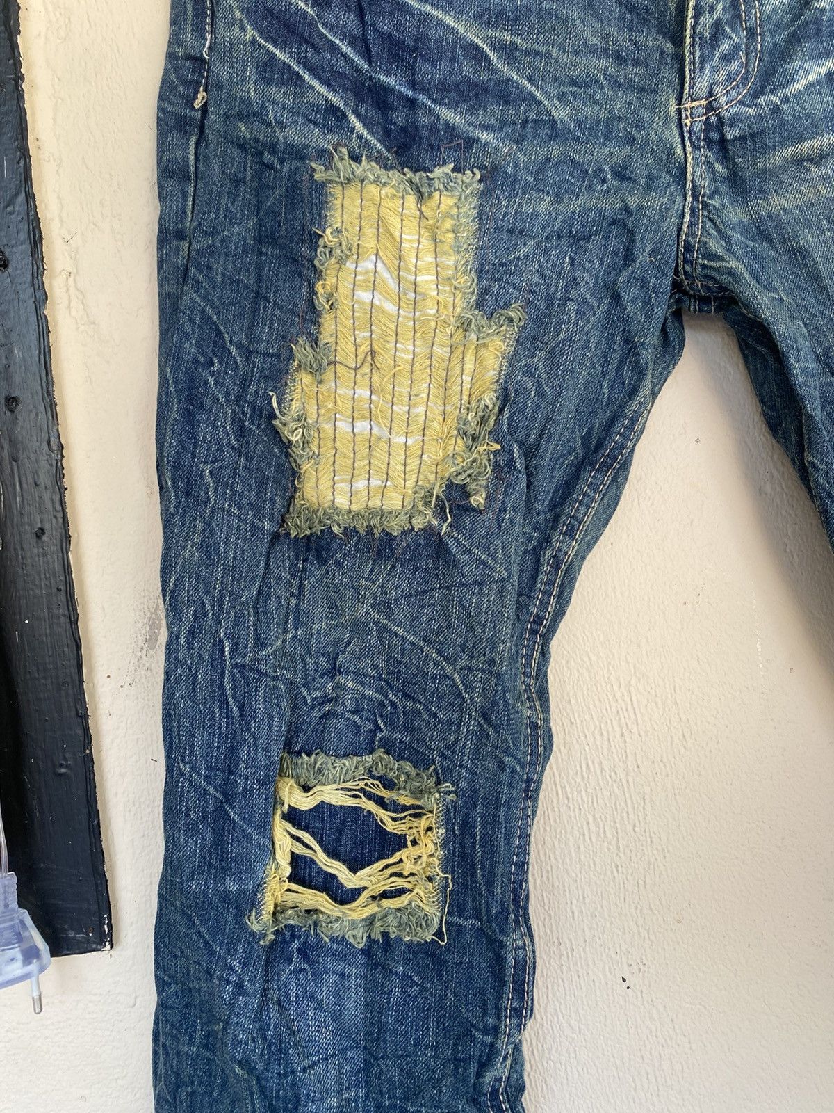 Japanese Brand COLZA 2000s Patchwork Distressed Denim Size 30" / US 8 / IT 44 - 6 Thumbnail
