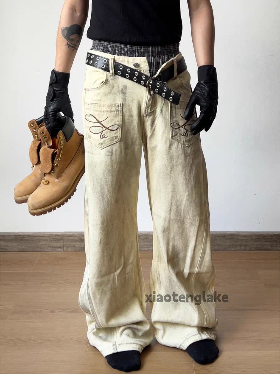 Jean xz washed faded utility skate hiphop cargo baggy jeans Size US 33 - 4 Thumbnail