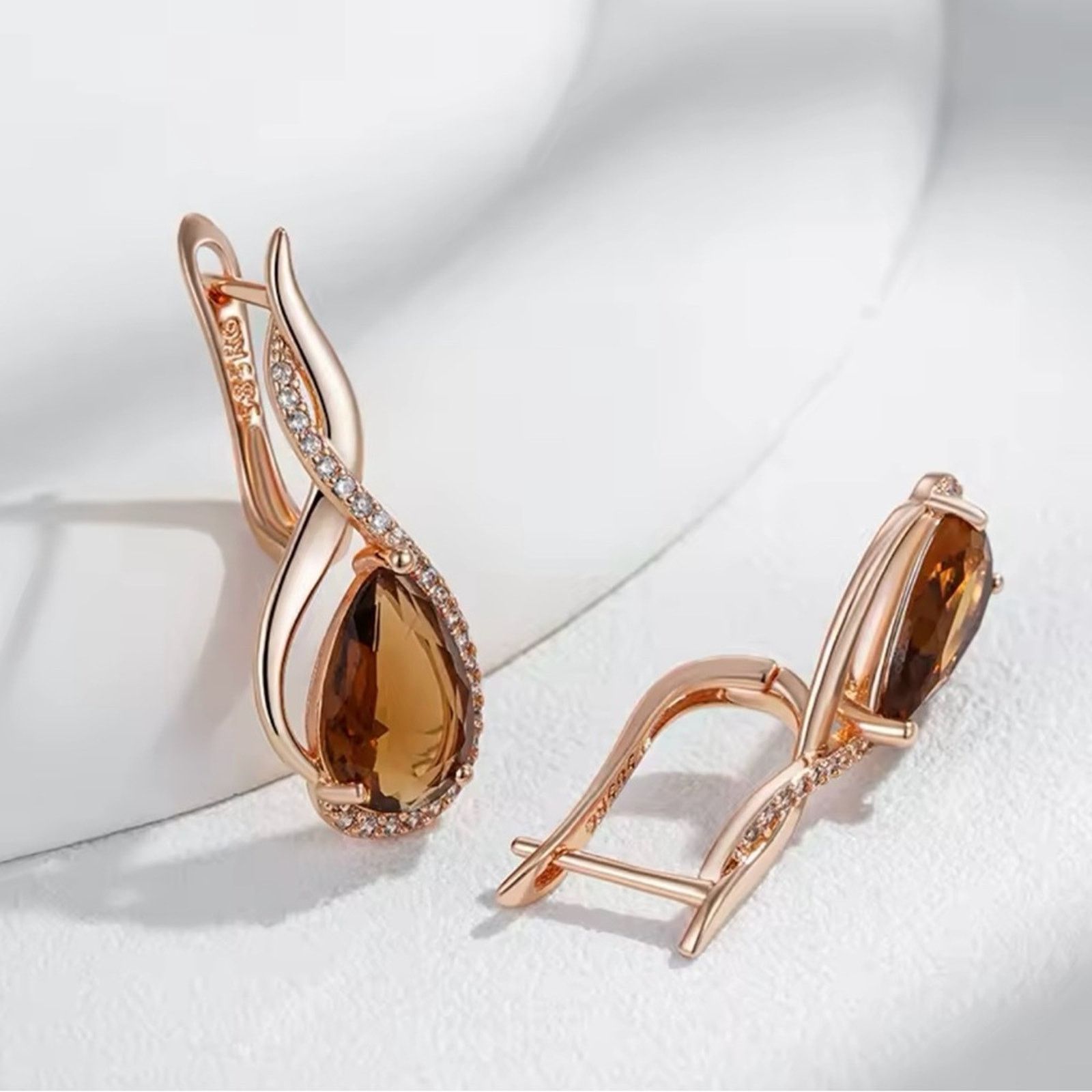 Other Light Brown Natural Zircon English Earrings for Women Size ONE SIZE - 3 Thumbnail