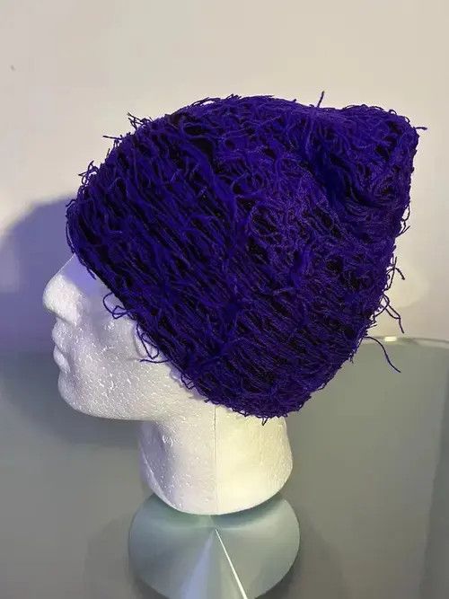 Other Distressed Knitted Beanie (purple) Size ONE SIZE - 4 Thumbnail