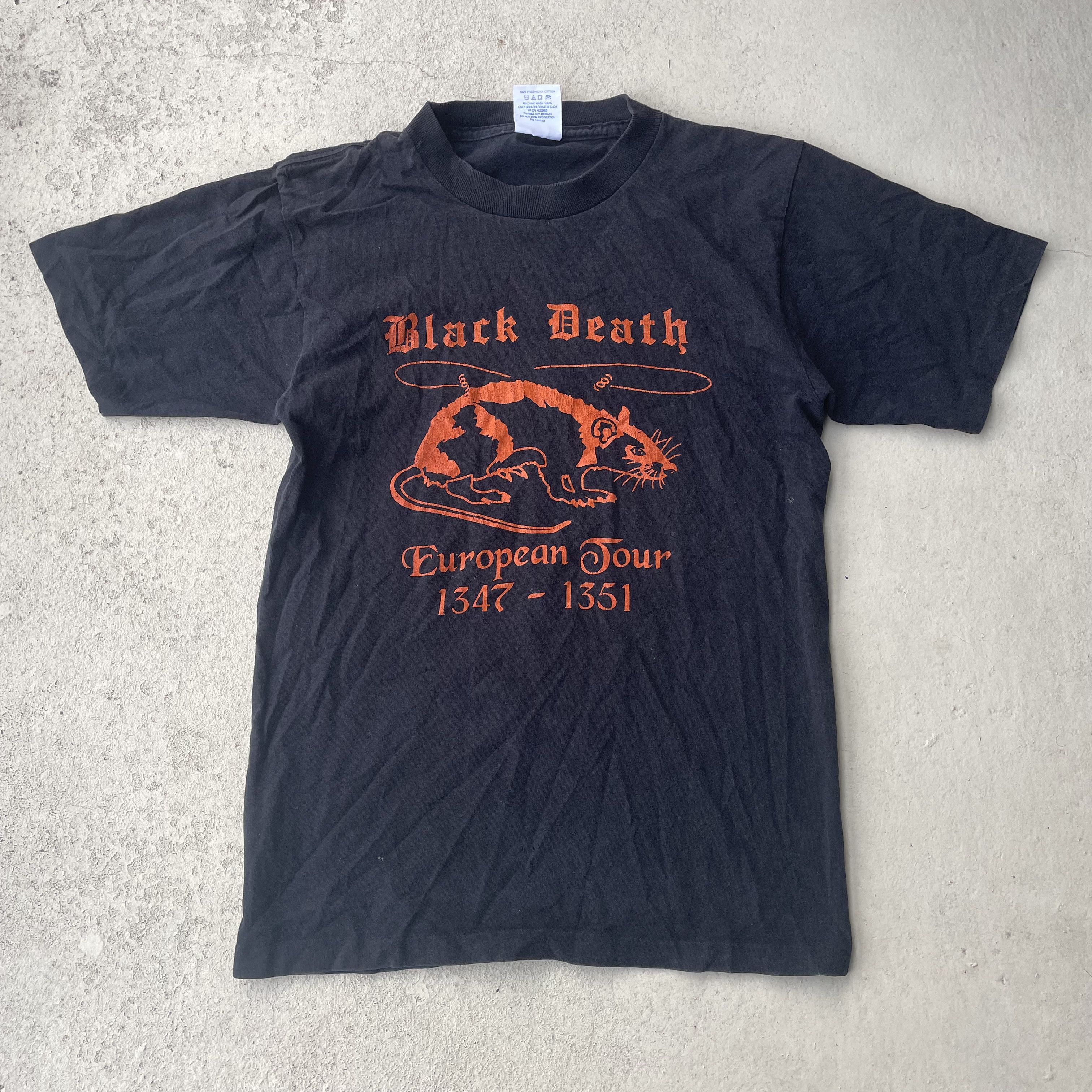 Vintage 90s Black Death European Tour 1347-1351 Tee Size US S / EU 44-46 / 1 - 1 Thumbnail