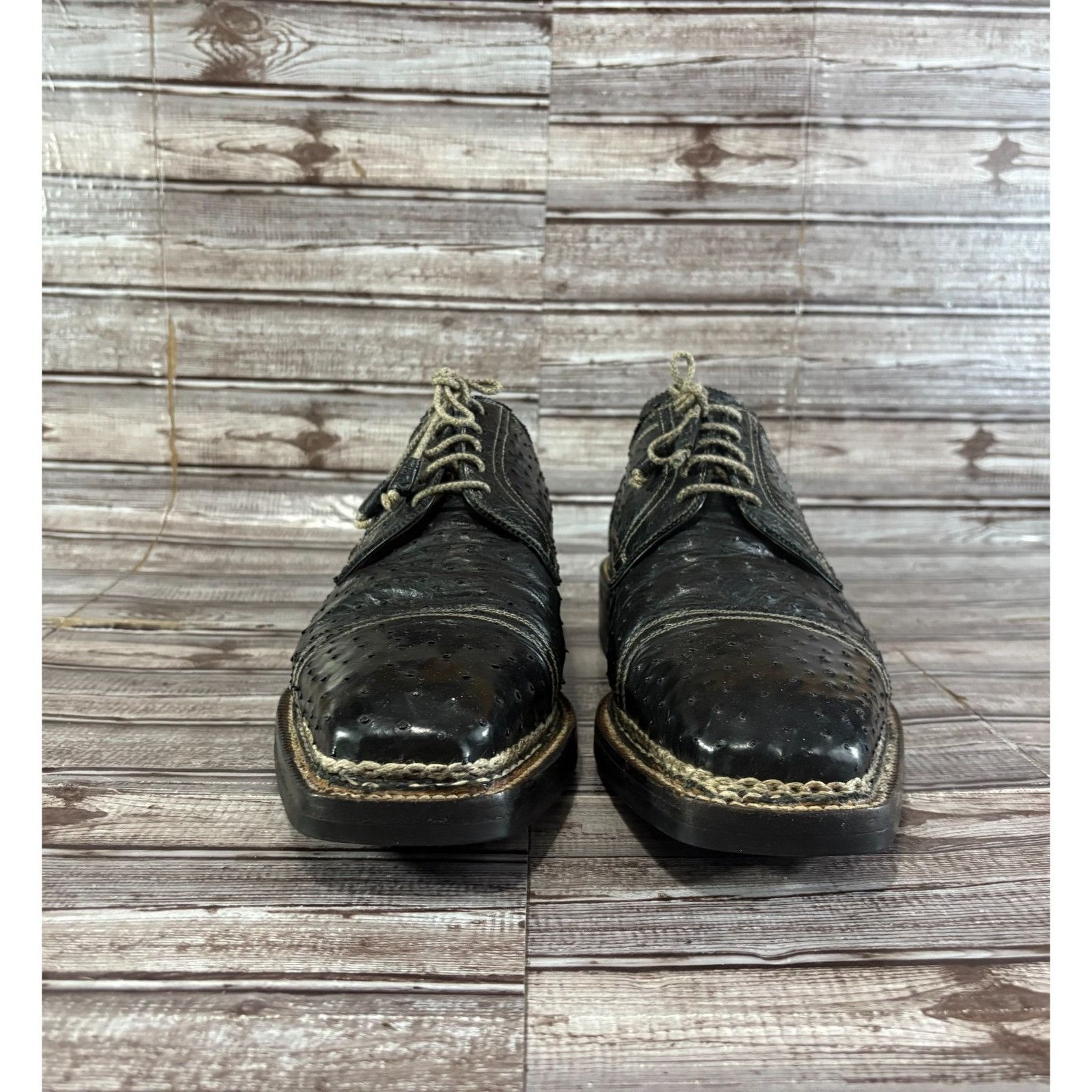 Bettanin & Venturi Bettanin & Venturi ostrich leather Oxford Dress Shoes sz 13 Size US 13 / EU 46 - 2 Thumbnail