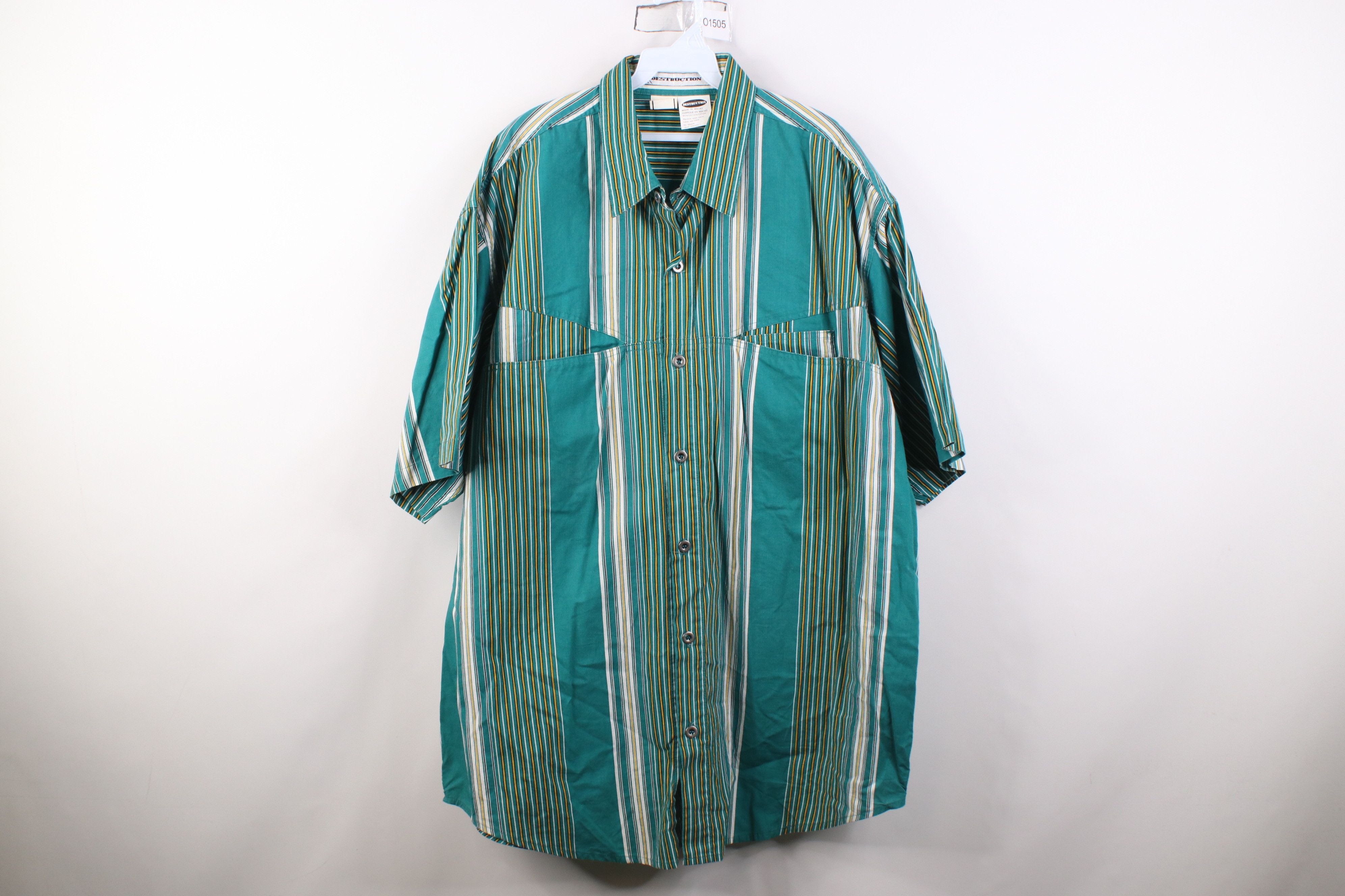 Vintage Vintage 90s Streetwear Striped Short Sleeve Button Shirt Size US XXL / EU 58 / 5 - 1 Thumbnail