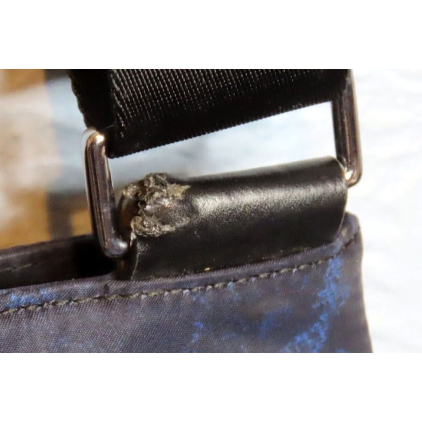 Michael Kors Michael Kors Crossbody Bag Women Medium Blue Black Canvas Detachable Strap Adjustable Tear Spots Wear 9x11x8 MK Size ONE SIZE - 6 Thumbnail