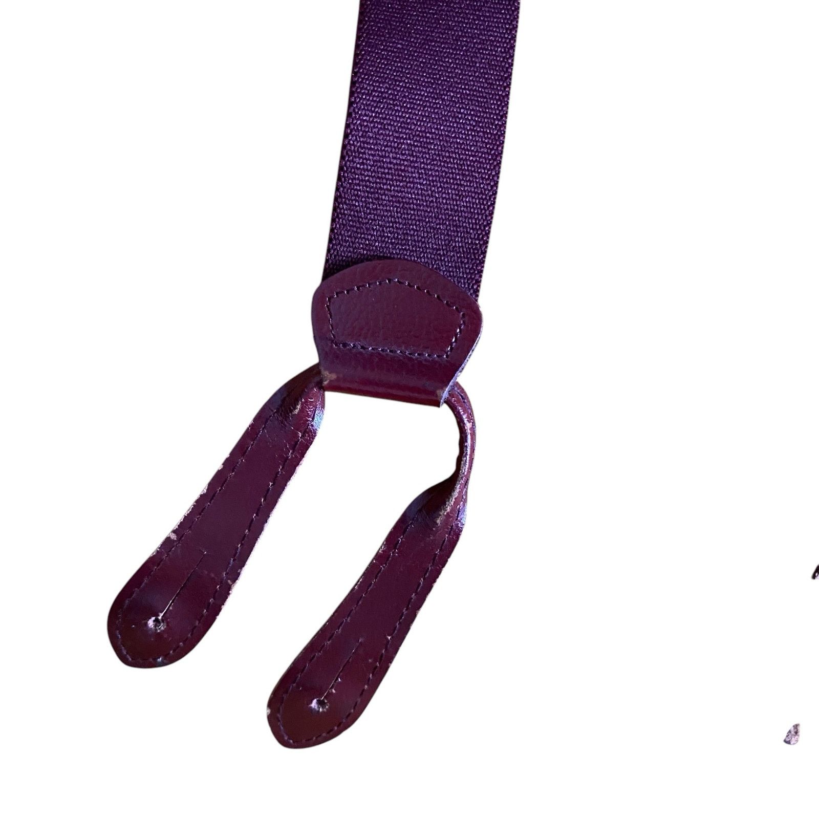 Vintage Vintage Suspenders Elastic Fabric Burgundy/Green adjustable Size ONE SIZE - 2 Thumbnail