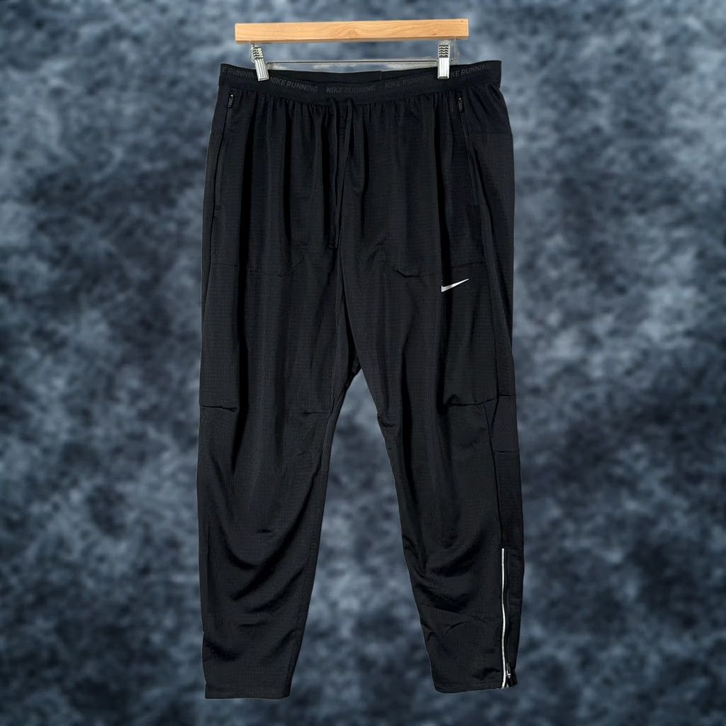 Nike Phenom Dri-FIT Knit Track Pants Mens XL Black with Pockets, Elastic Waist, Zip Cuffs, Tapered Leg, Running & Gym Wear