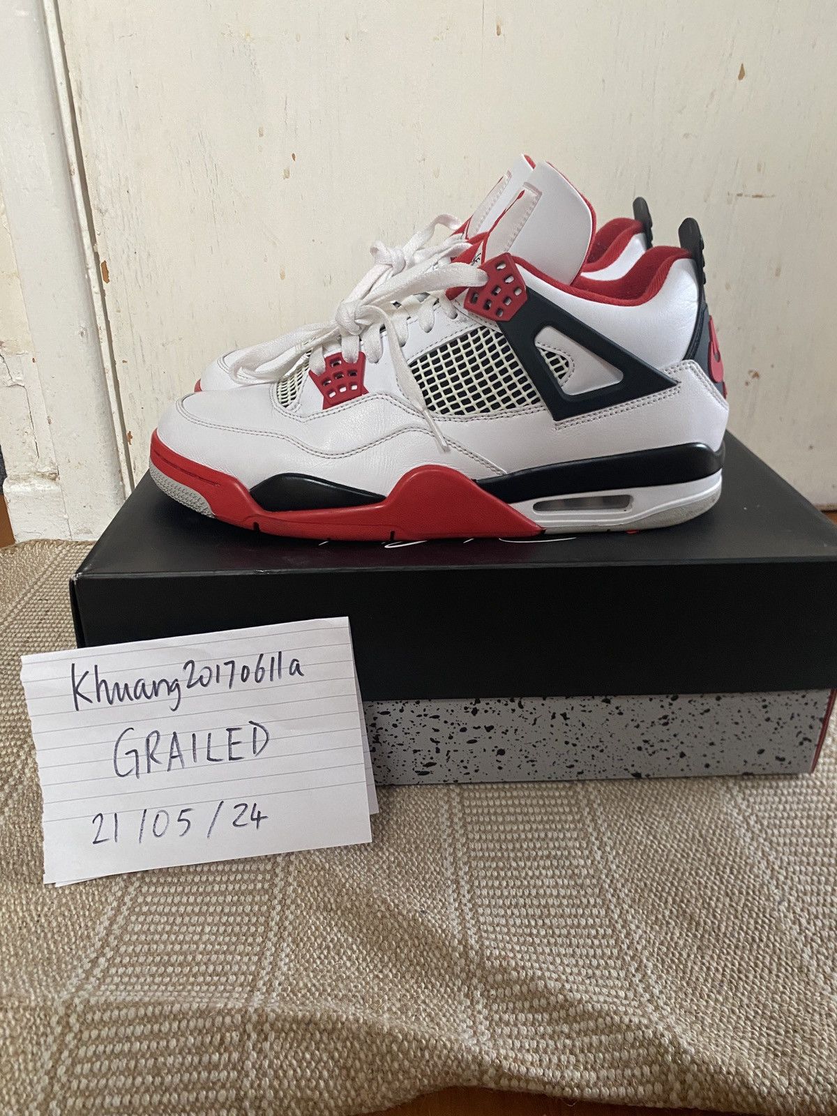 image of Jordan Nike Air Jordan 4 Fire Red 2020 With Nike Air Uk9.5/us10.5 Shoes, Men's