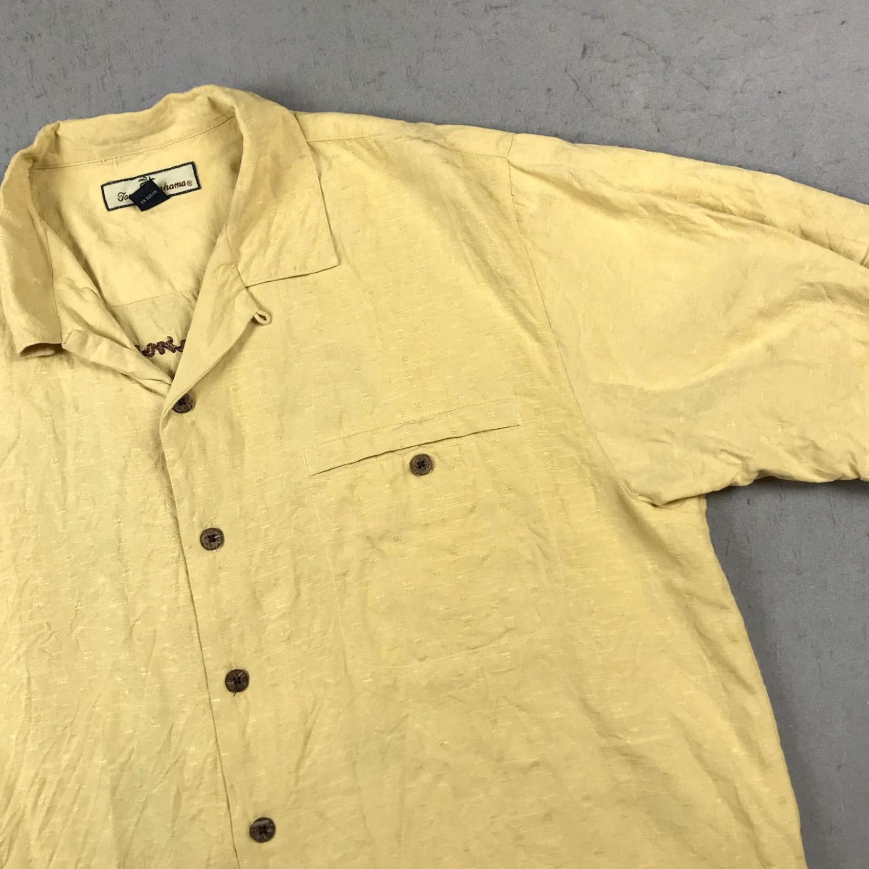 Tommy Bahama Tommy Bahama Shirt Mens Large Yellow Embroidered Silk Martini Girl Short Sleeve Collared Button-Up Vintage Size US L / EU 52-54 / 3 - 4 Thumbnail