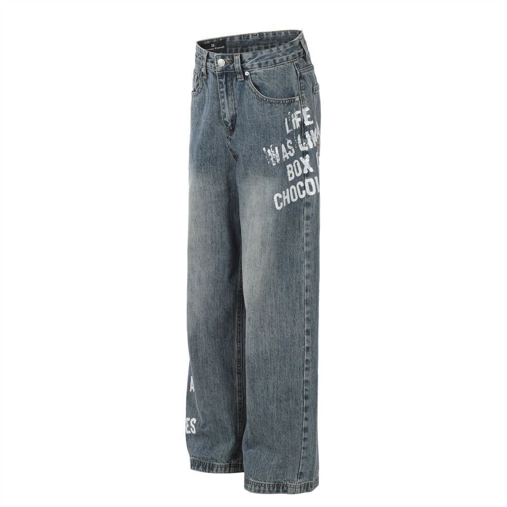 Japanese Brand American street hip-hop trend loose letter print jeans Size US 32 / EU 48 - 2 Thumbnail