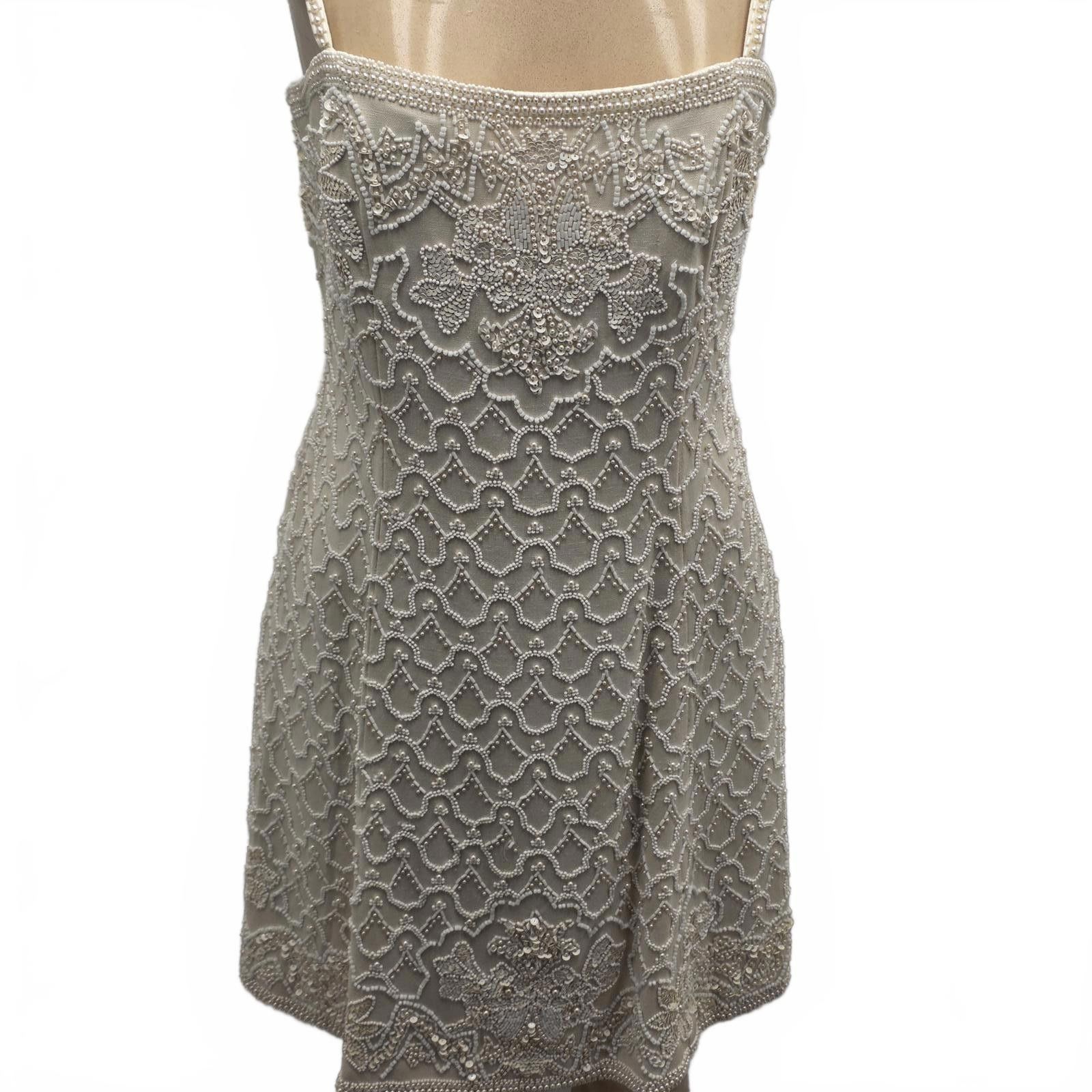 Bill Blass Bill Blass Vintage Beaded Silk Mini Dress – Bridal Cocktail Size M / US 6-8 / IT 42-44 - 3 Thumbnail