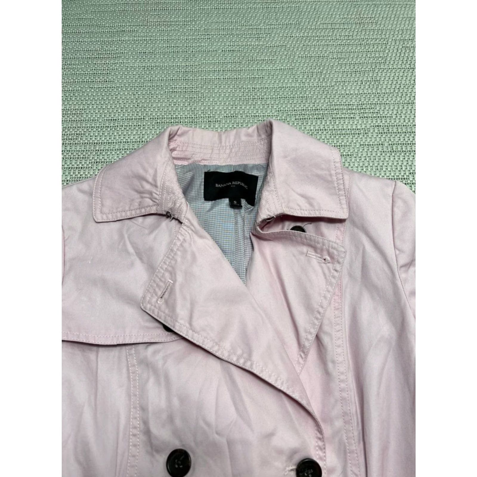 Banana Republic Banana Republic Trench Coat Womens Small Pink Cotton Belted Lined Notch Lapel Size S / US 4 / IT 40 - 3 Thumbnail