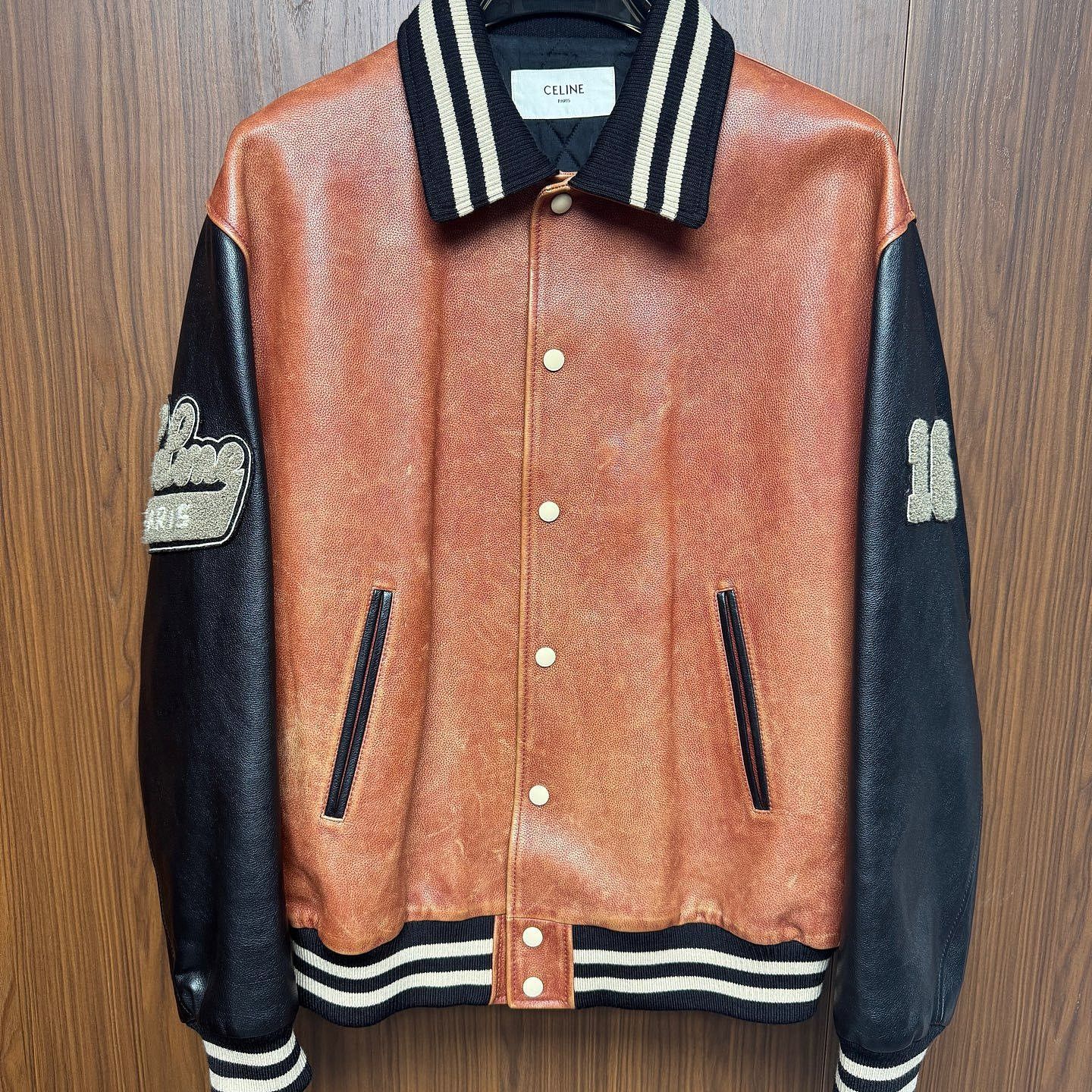 Celine Celine Leather Varsity Bomber Jacket EU 50 Size US M / EU 48-50 / 2 - 1 Thumbnail
