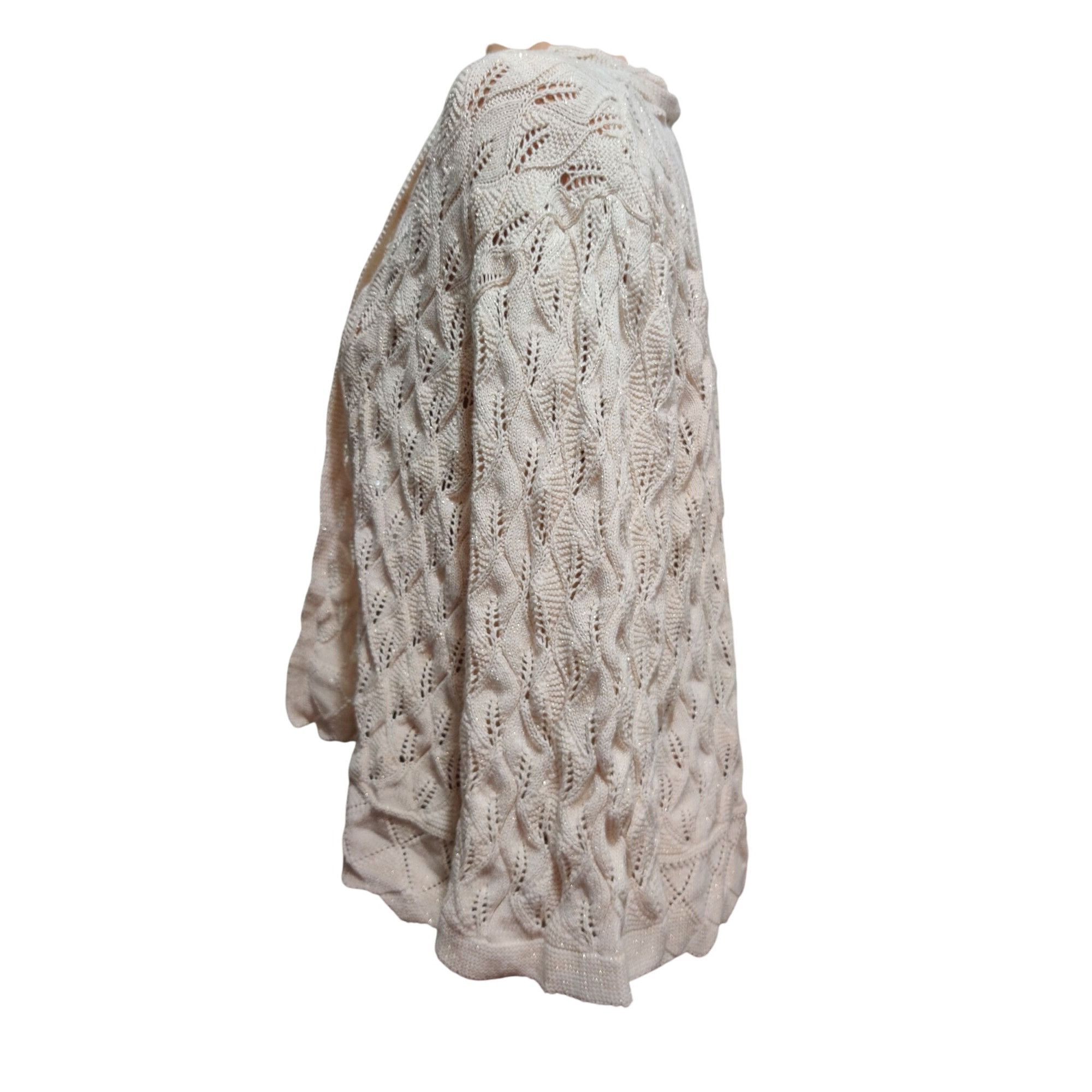 JM Collection JM Collection XL Petite Sweater Cream Metallic Open Knit Car Size XL / US 12-14 / IT 48-50 - 13 Thumbnail