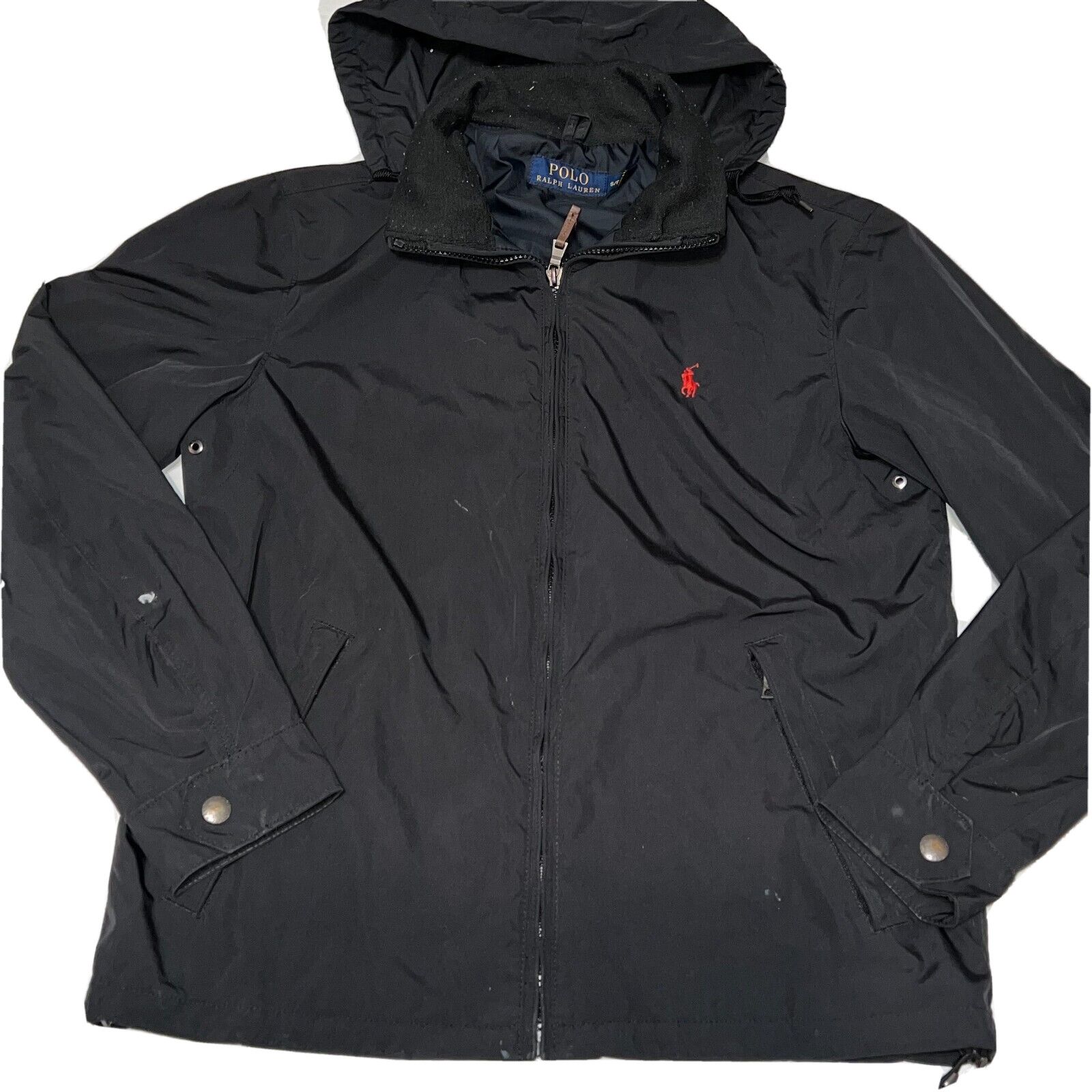 Polo Ralph Lauren Polo Ralph Lauren Full Zip Rain Jacket Mens Small Black Hood Size US S / EU 44-46 / 1 - 1 Thumbnail