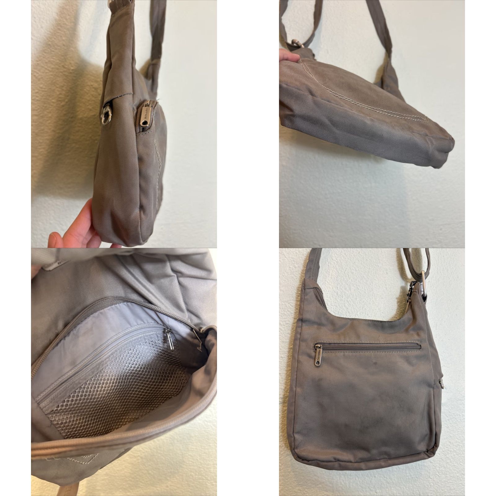Vintage Travelon Crossbody Bag Women Beige Nylon 10.5x10x2.5" Travel Stains Medium Child? Wait Size ONE SIZE - 8 Thumbnail