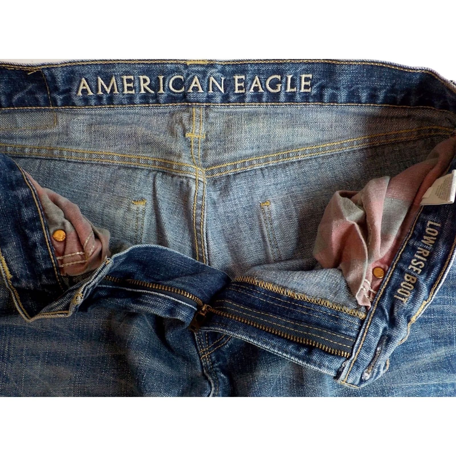 American Eagle Outfitters AMERICAN EAGLE Bootcut Distressed Men's Jeans-Blue-Cotton-SZ 34/33 Jeans Size US 34 / EU 50 - 5 Thumbnail