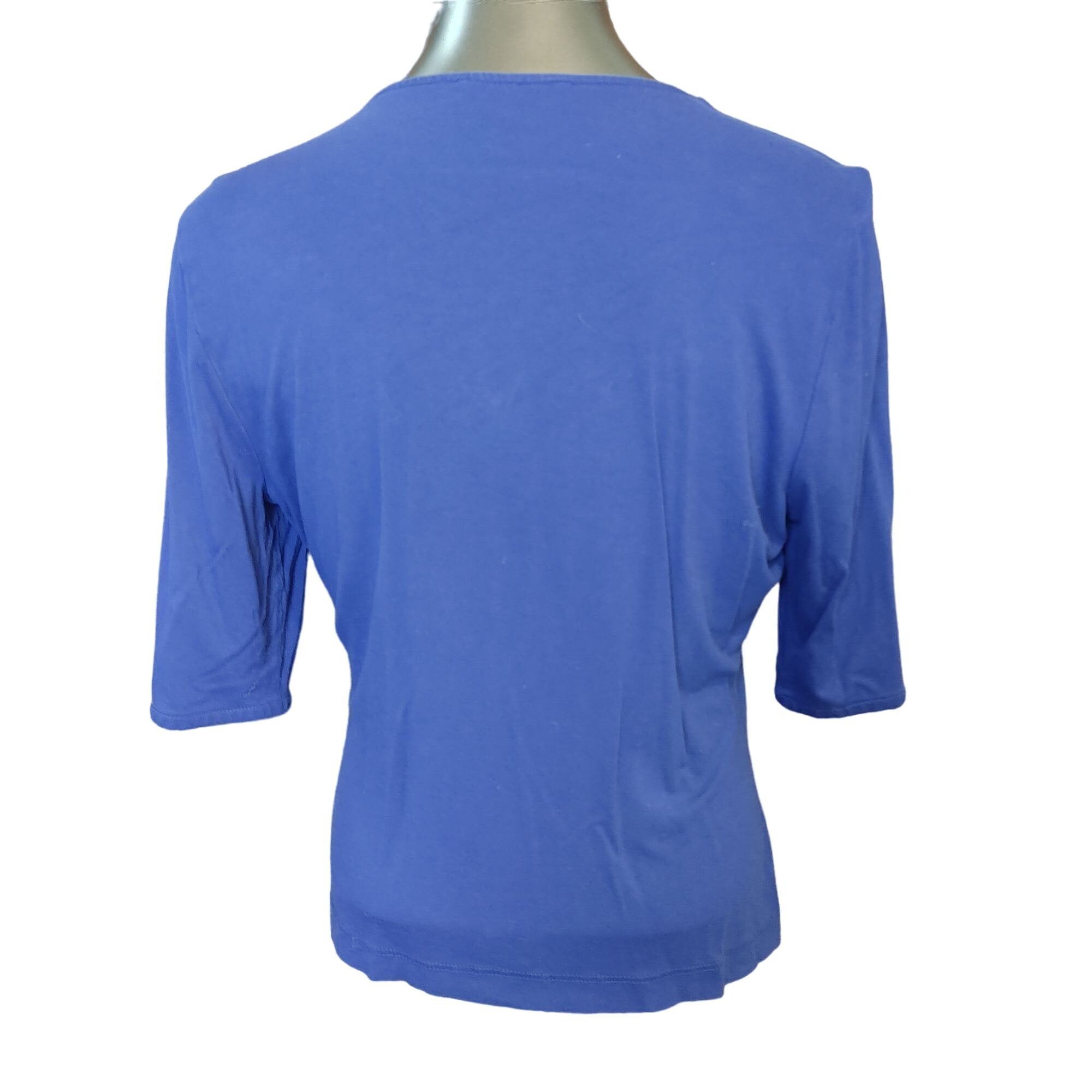 White House Black Market WHITE HOUSE BLACK MARKET Womens L Blue Ruched Square Neck 3/ Size L / US 10 / IT 46 - 2 Thumbnail