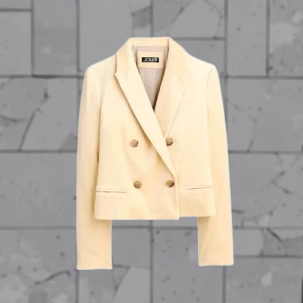 J.Crew J.CREW Blazer Women 10 Ivory Velvet Solid Long Sleeve Button Dry Clean Only Hoodie? (Note: This seems incorrect) Size L / US 10 / IT 46 - 1 Thumbnail