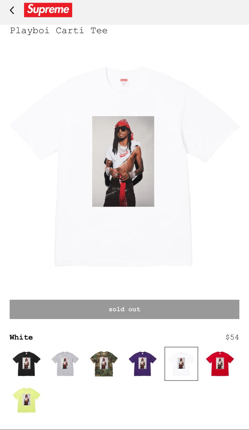 トップス Supreme Playboi Carti Tee WHITE L Supreme Supreme Playboi Carti Tee White (SUPR-SUPCTW-WHITE