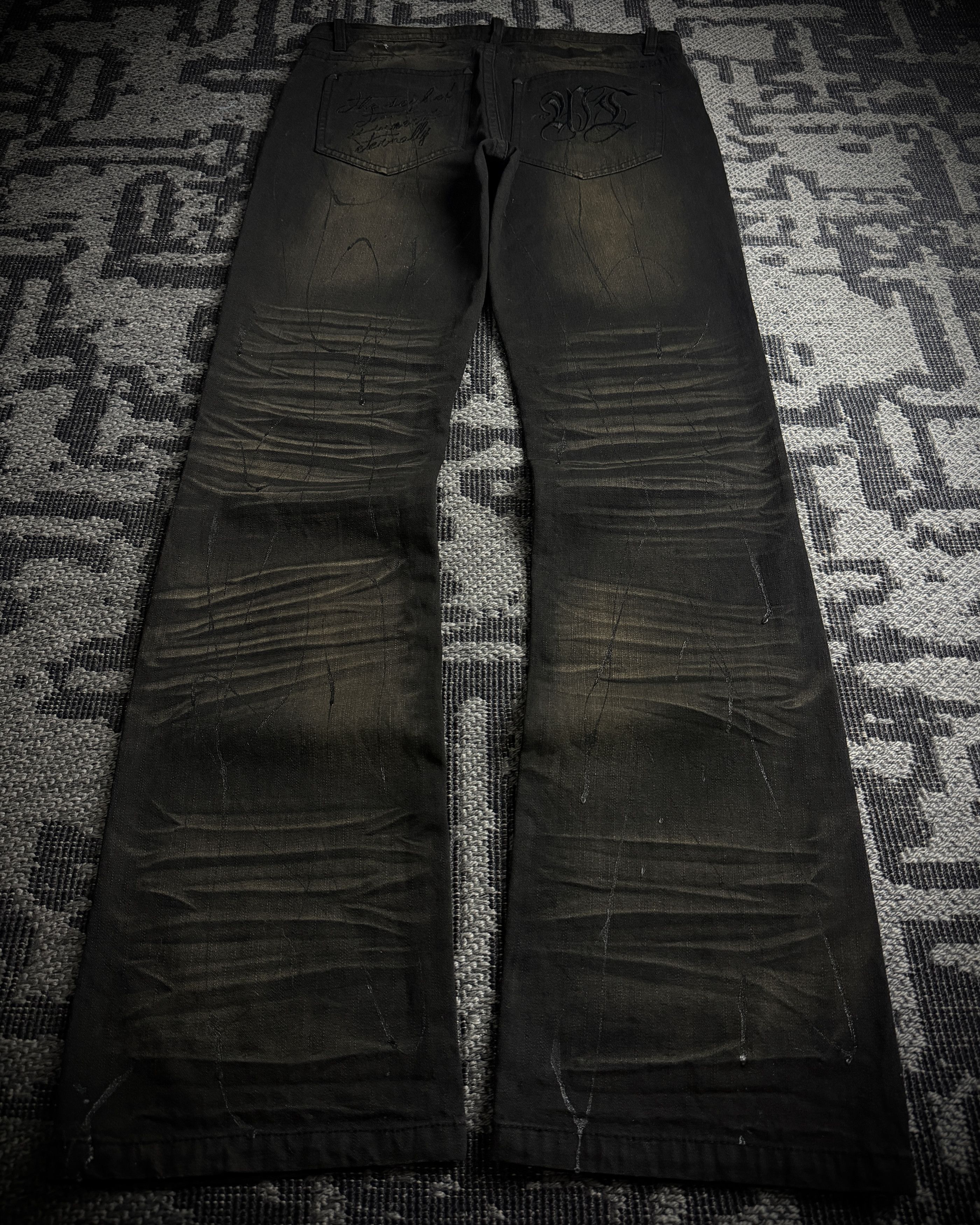 Japanese Brand Xfrm Rust Fade Paint Embroidered Bootcut Denim Size US 33 - 4 Thumbnail