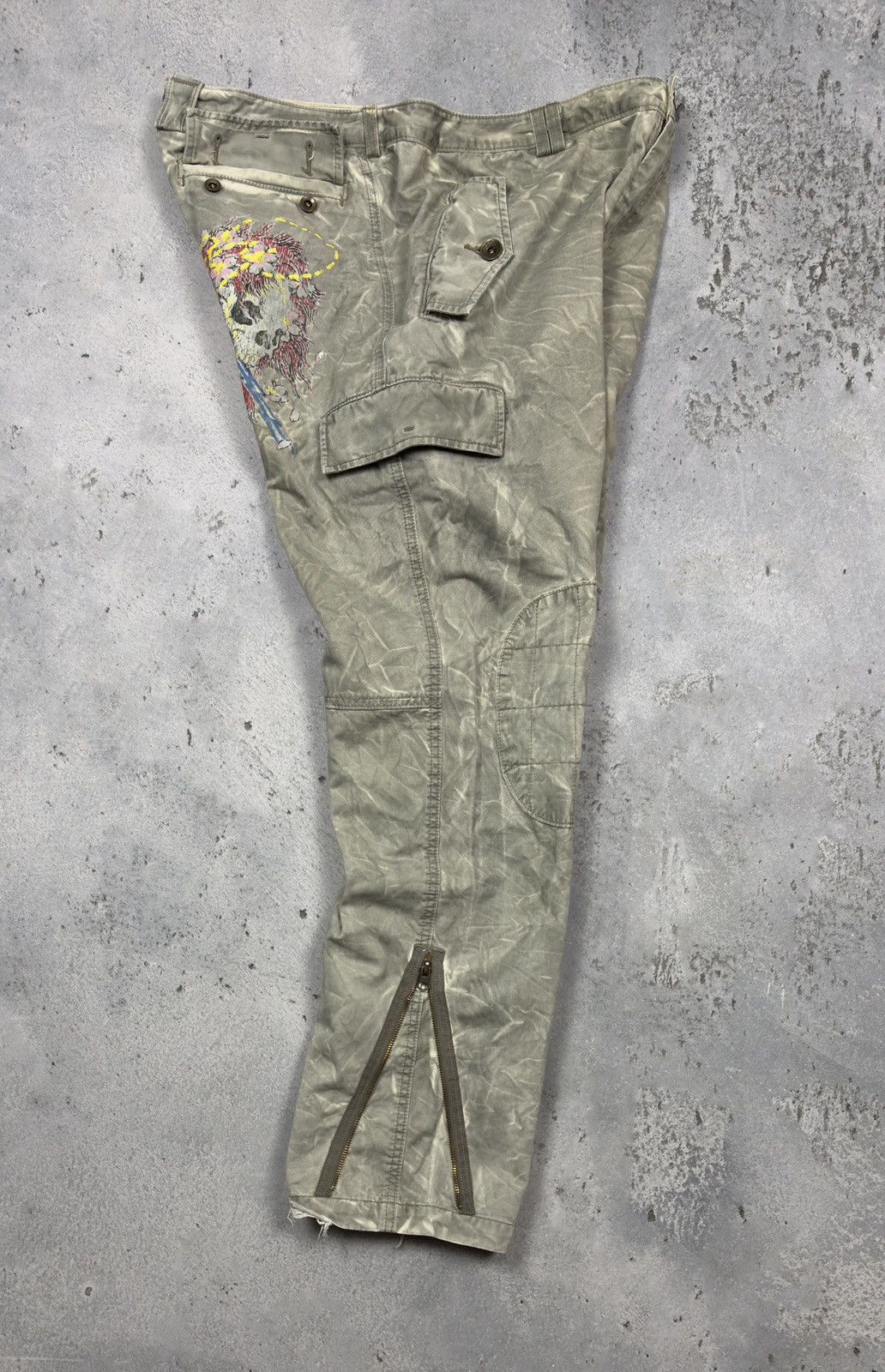Christian Audigier Ed Hardy cargo pants zip multi pocket vintage Audigier rare Size US 36 / EU 52 - 4 Thumbnail