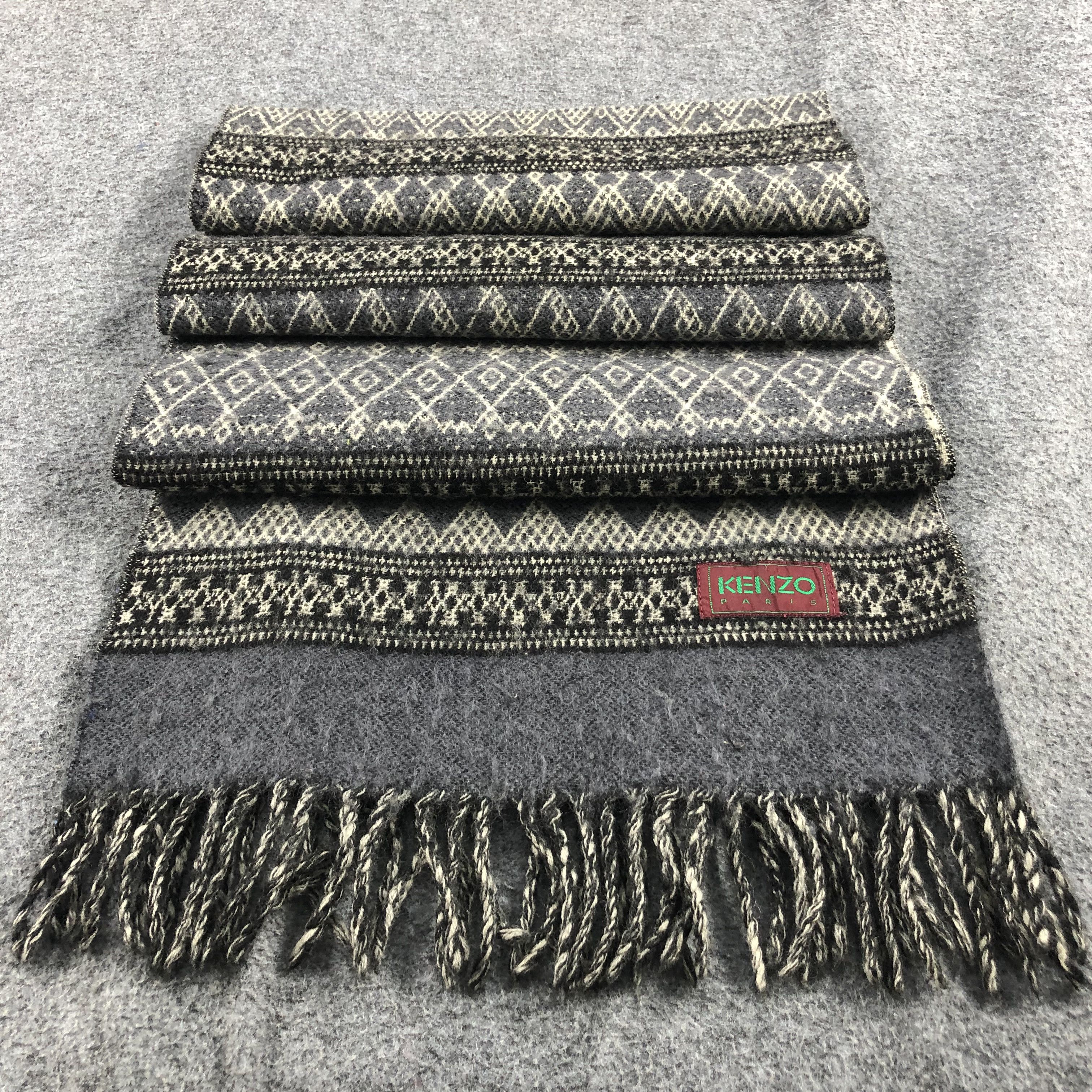 Kenzo Kenzo Native Design Wool Scarf Muffler V845 Size ONE SIZE - 2 Thumbnail