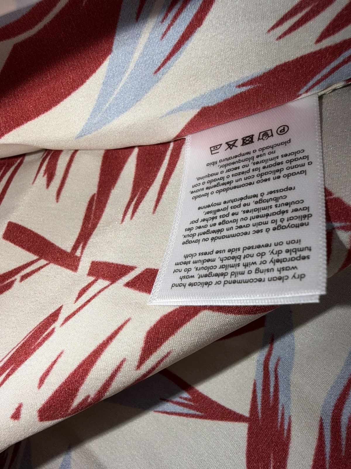 Onia Onia Silk Palm Print Camp Shirt L Tan Red Blue Ratti NWT Size US L / EU 52-54 / 3 - 6 Thumbnail