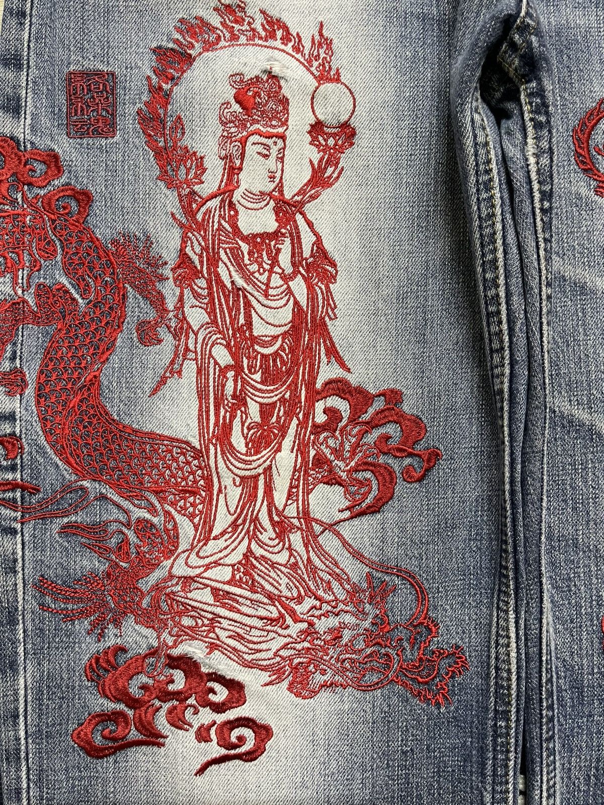 Karakuri Tamashii Vintage Japan Karakuri Tamashi Buddha Dragon Embroidered Size US 33 - 6 Thumbnail