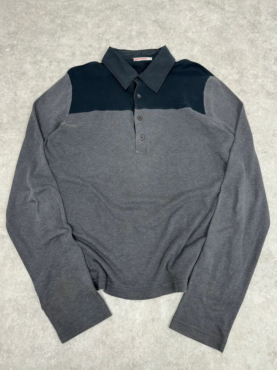 Prada 2000s Prada Grey & Black Polo Shirt Size US M / EU 48-50 / 2 - 1 Thumbnail