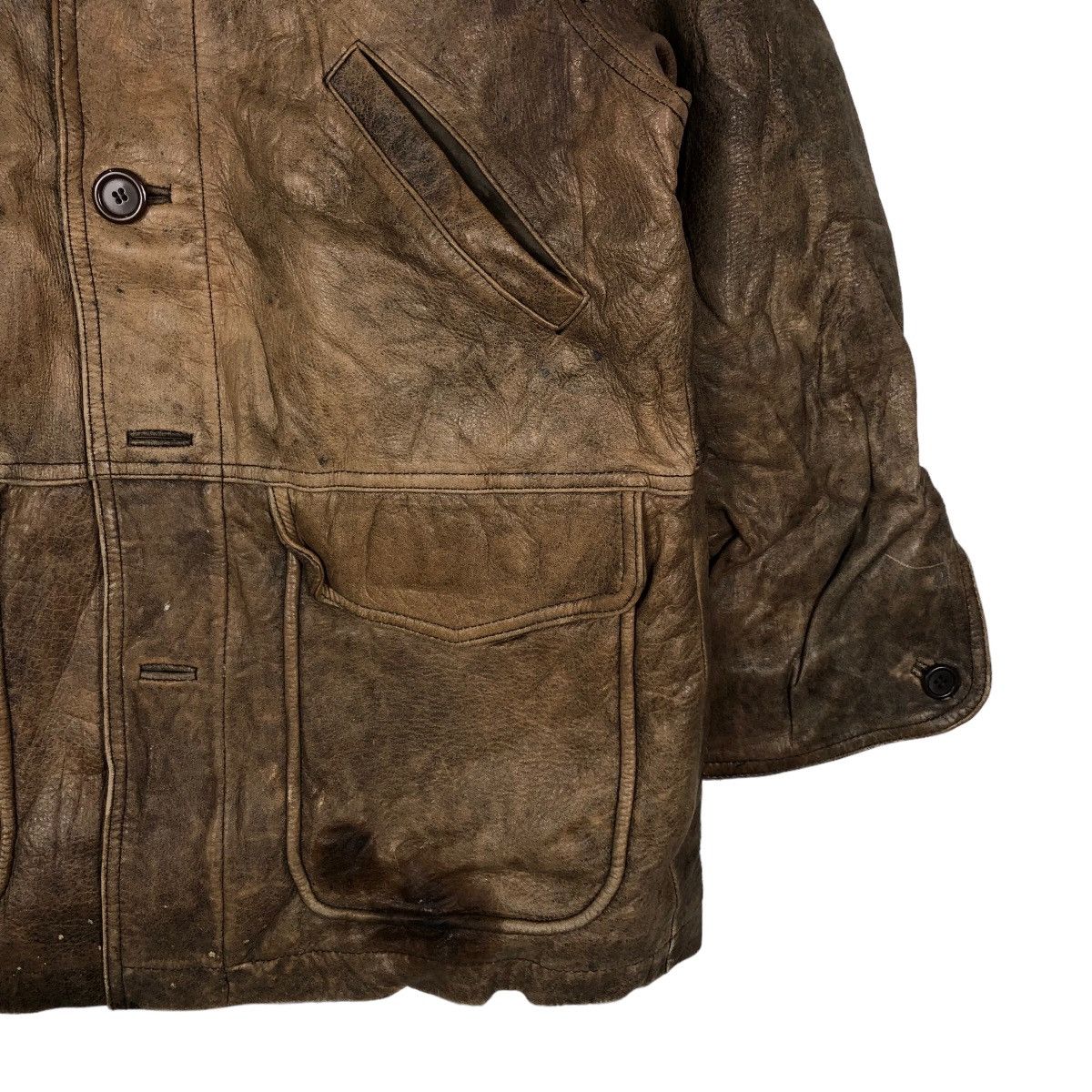 Japanese Brand 🔥90’s Vintage Leather Jacket Inspector Wear Cargo Pocket Size US M / EU 48-50 / 2 - 5 Thumbnail