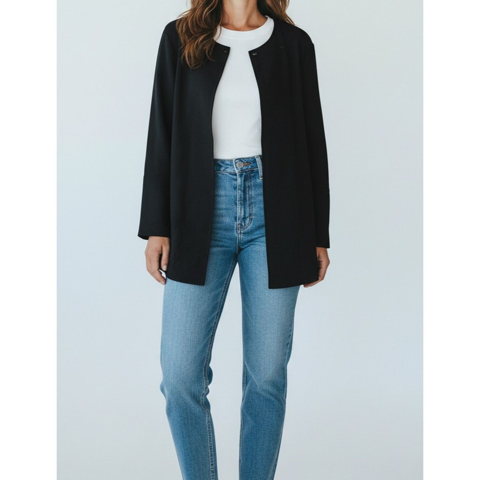 Eileen Fisher EILEEN FISHER Silk Georgette Crepe One Button Jacket Size L Size L / US 10 / IT 46 - 1 Thumbnail