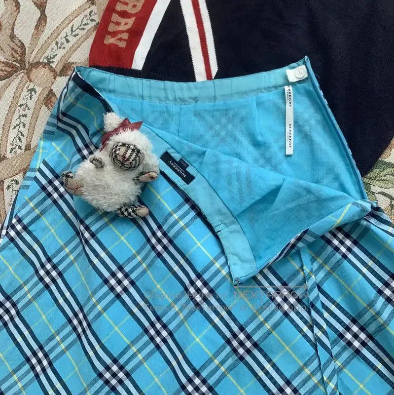 Burberry Burberry Blue Irregular Cotton Skirt. Size 23" - 3 Thumbnail