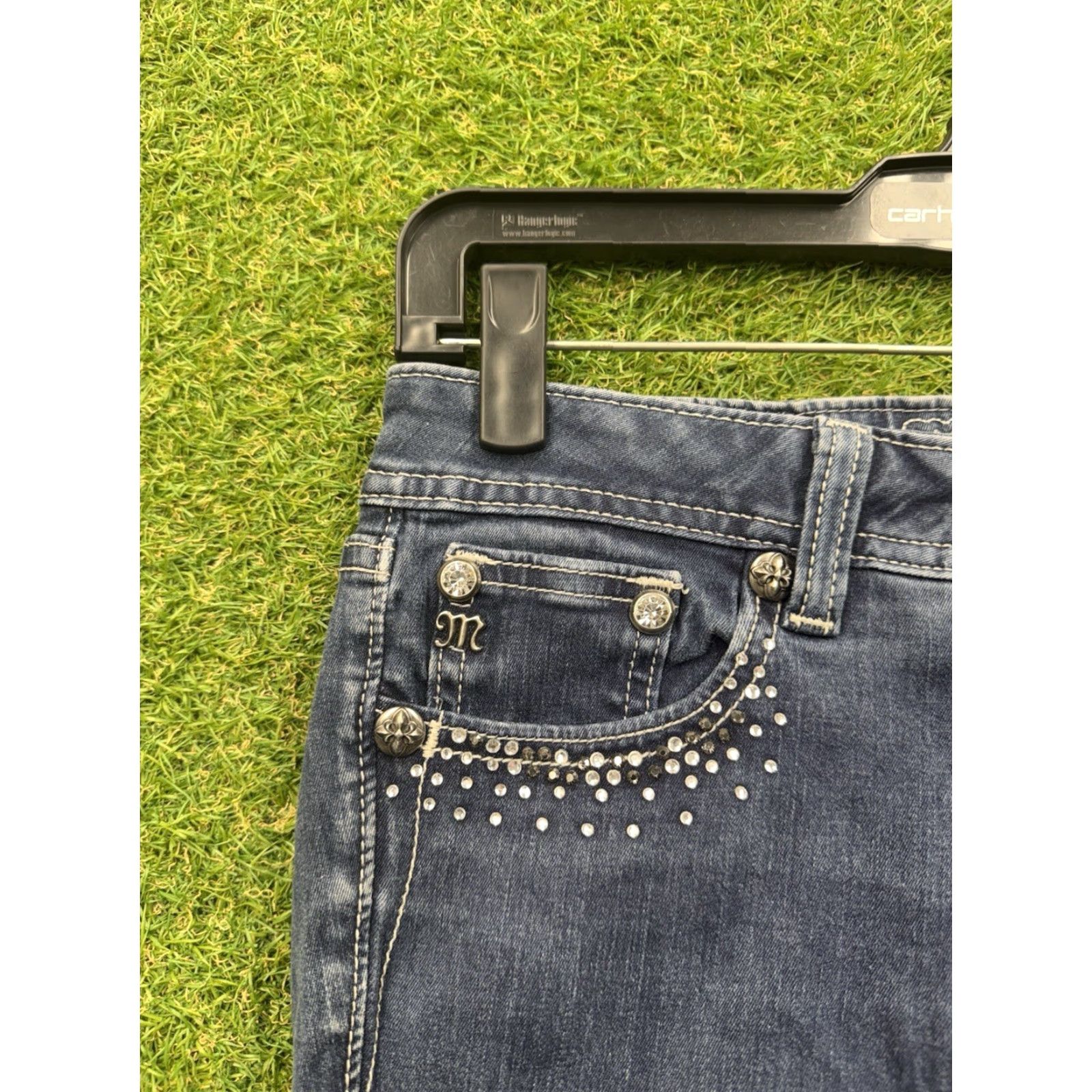 Miss Me Miss Me Jeans Womens 27 Mid Rise Skinny Embellished Y2K Denim Blue Slim 5-Pocket Design Distressed Stretch Vintage Style Womens Jeans Size 27" / US 4 / IT 40 - 3 Thumbnail